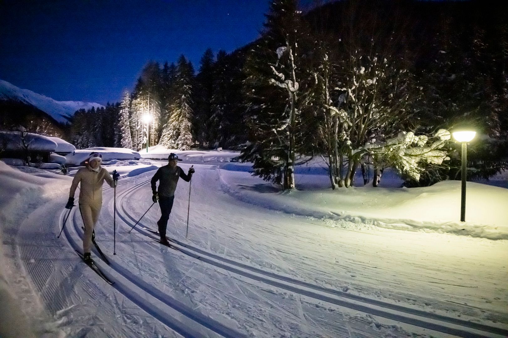 Langlaufen in der Nacht