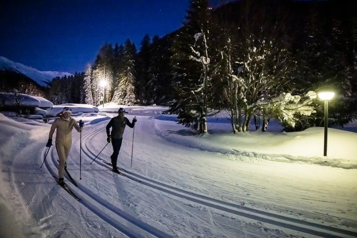 Langlaufen in der Nacht
