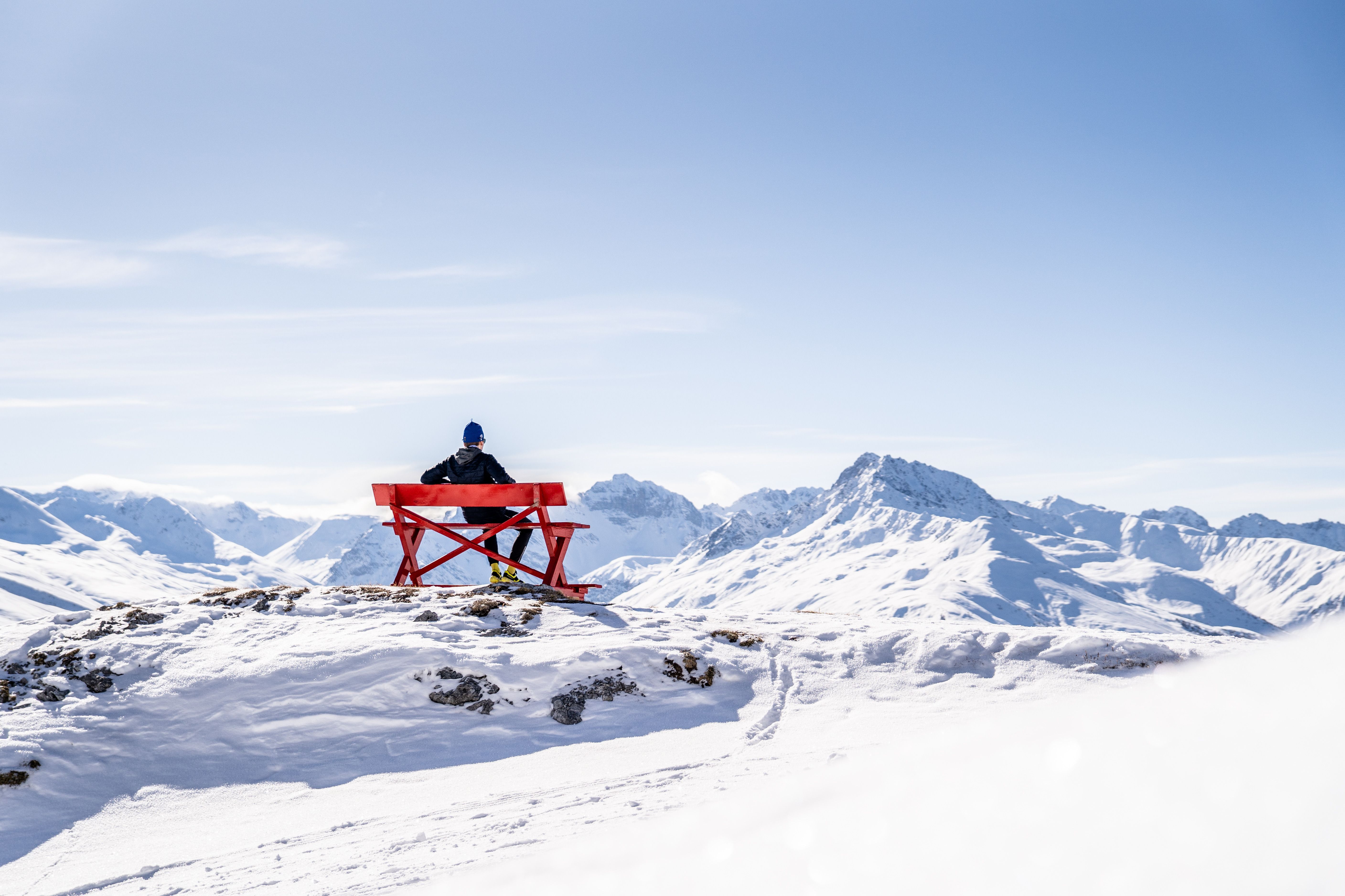 Winter-Trailrunning hinauf auf den Strelapass in Davos Klosters
