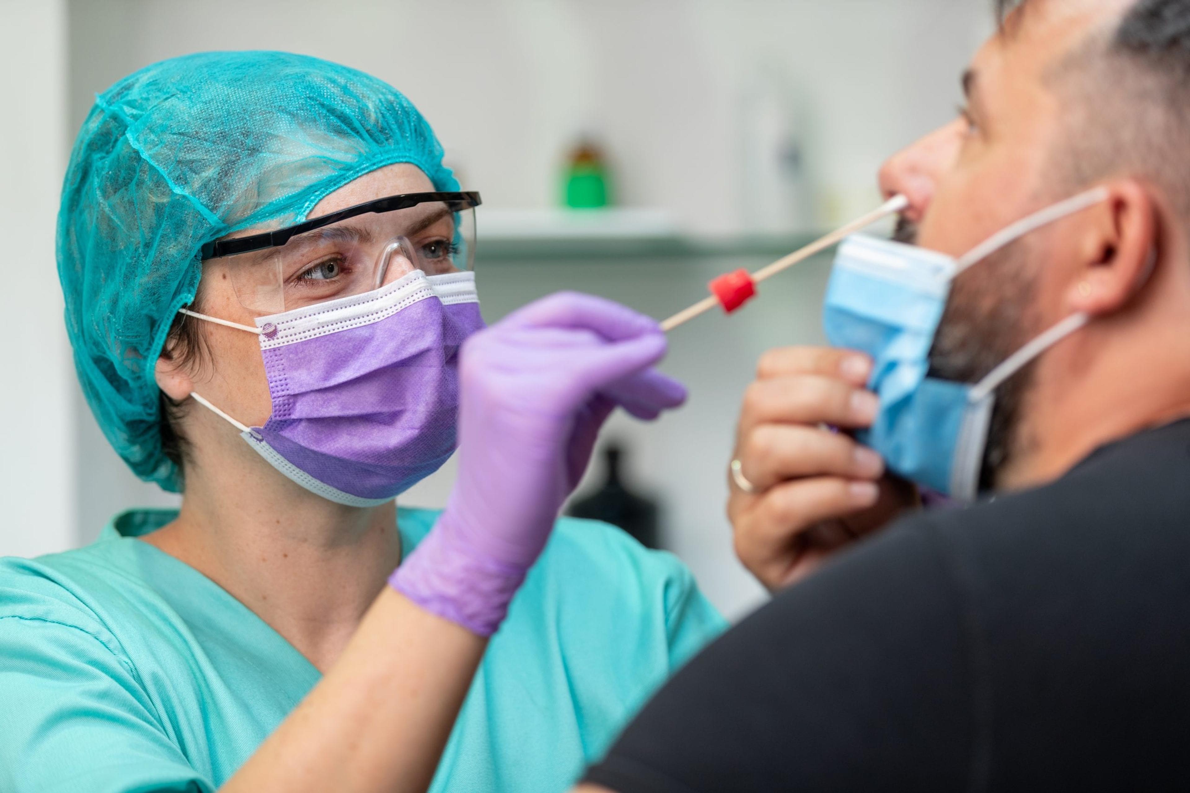 Man getting a COVID-19 test