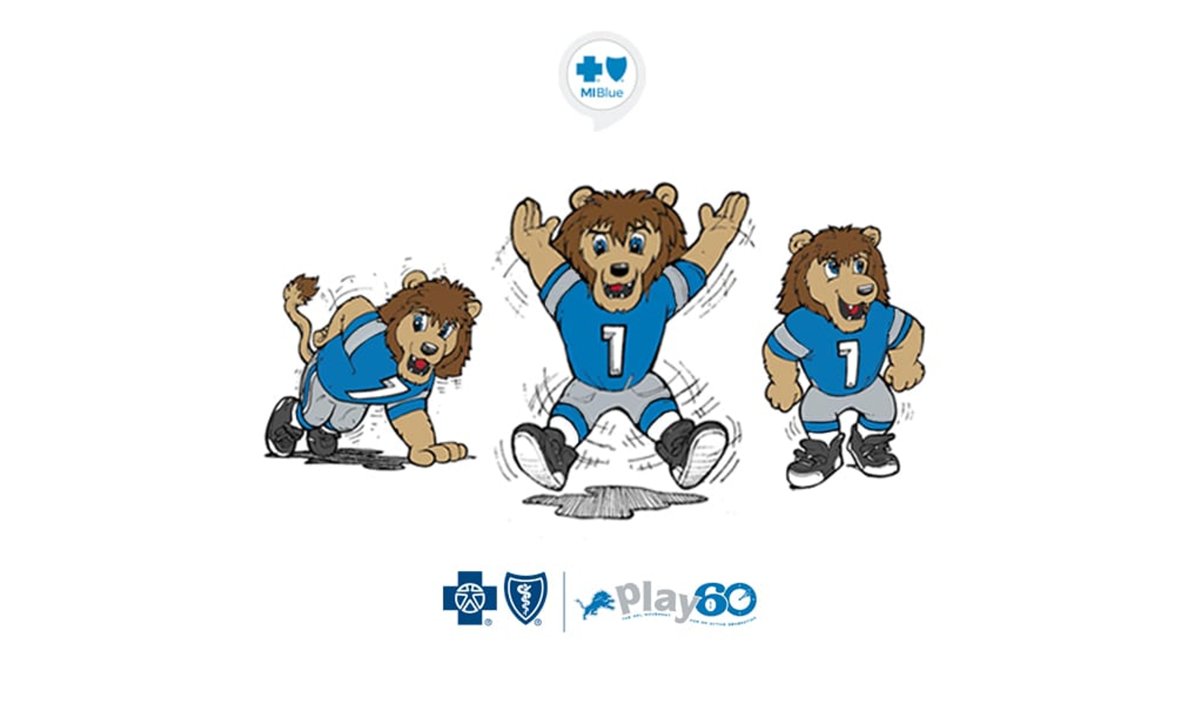 Detroit Lions mascot exercising