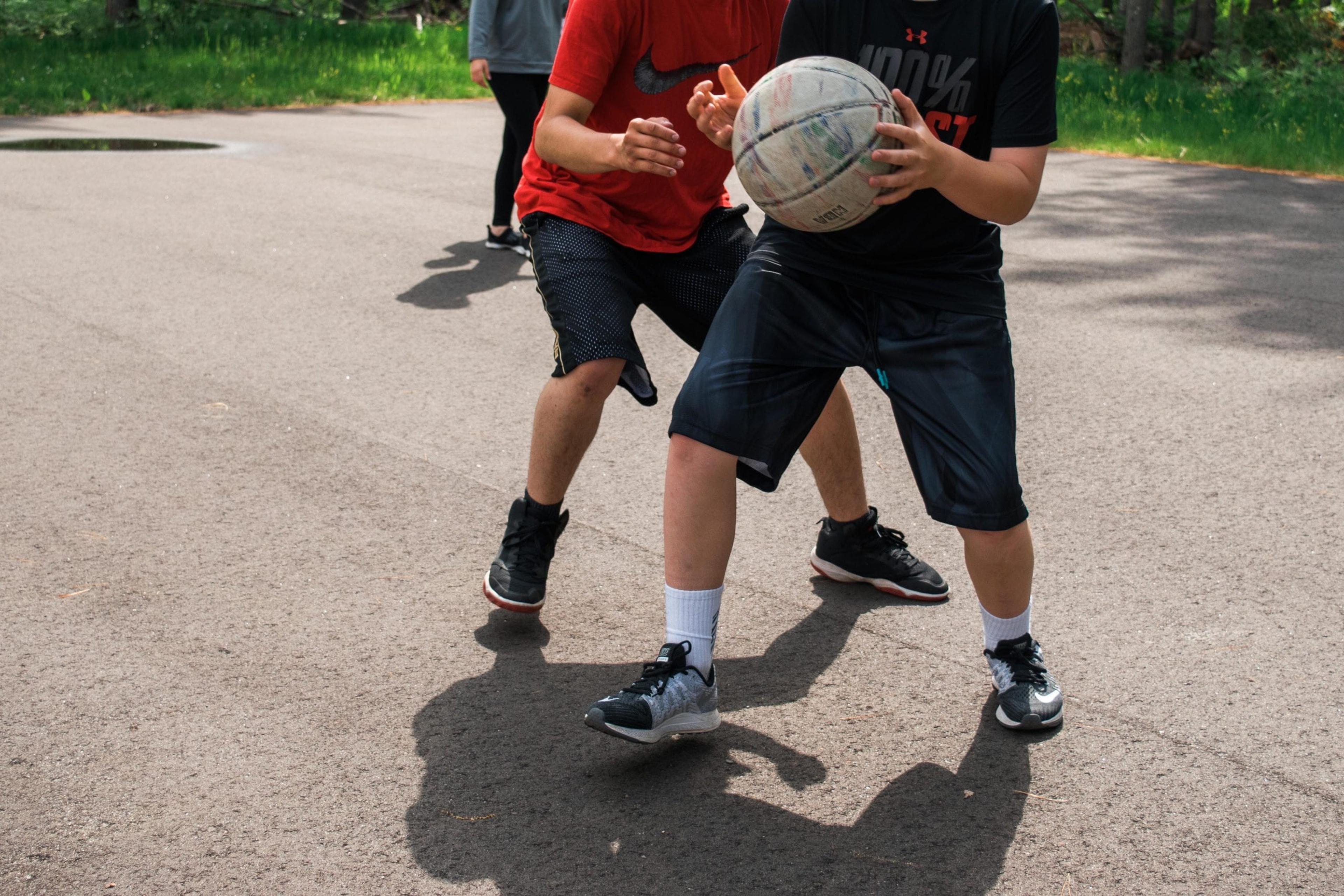 Teens at Great Lakes playing basketball