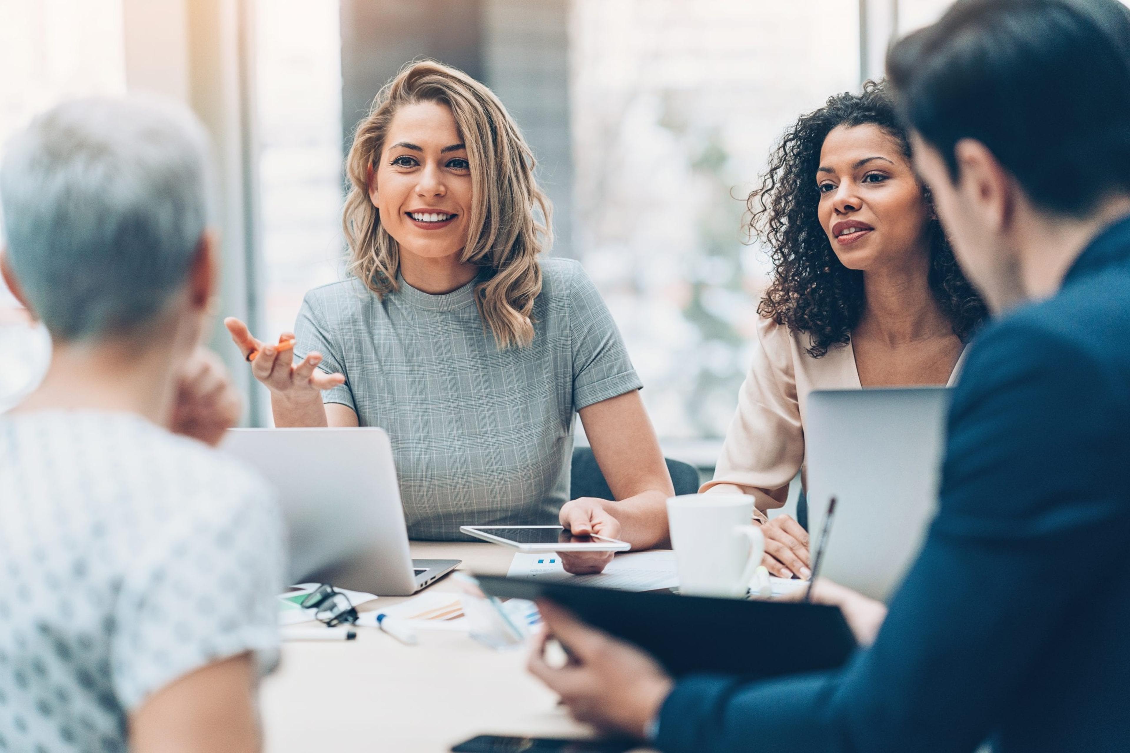 Female manager leading a discussion.