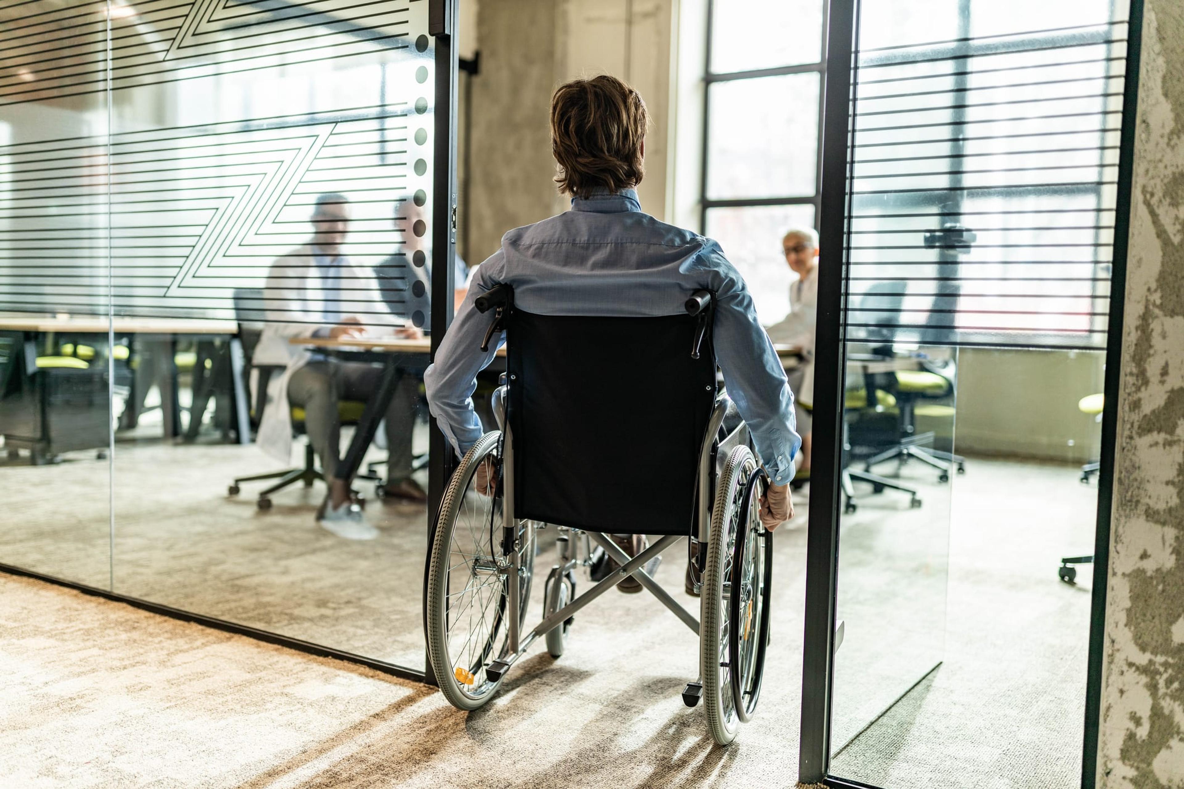 Employee at work in wheelchair