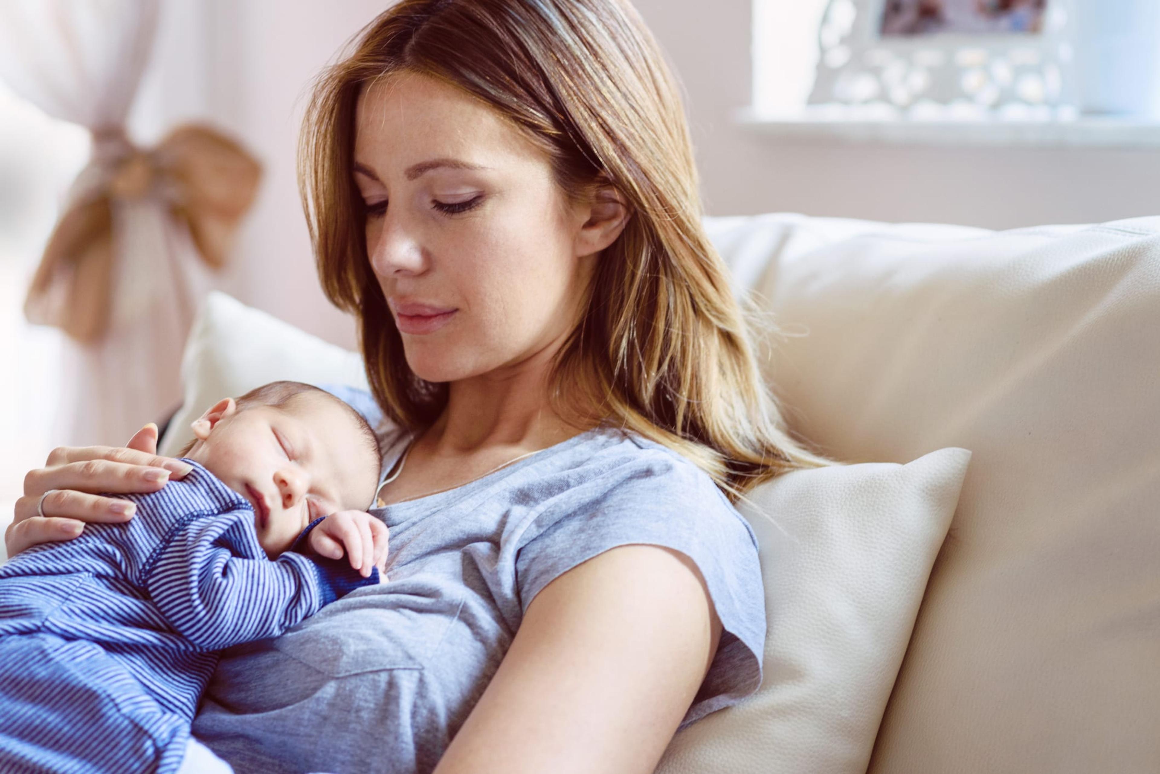 young mother with newborn baby