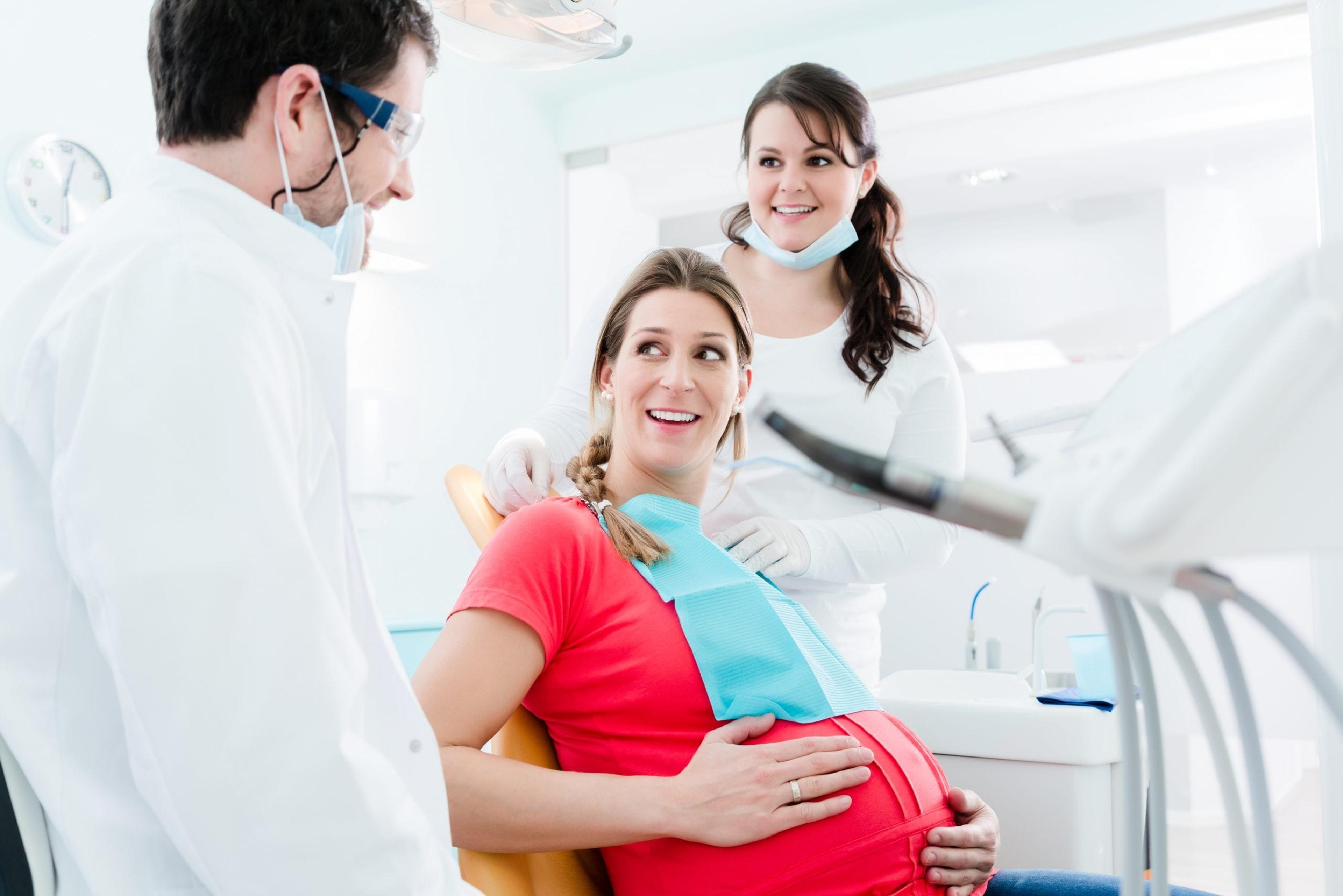 Pregnant woman at a dentist appointment