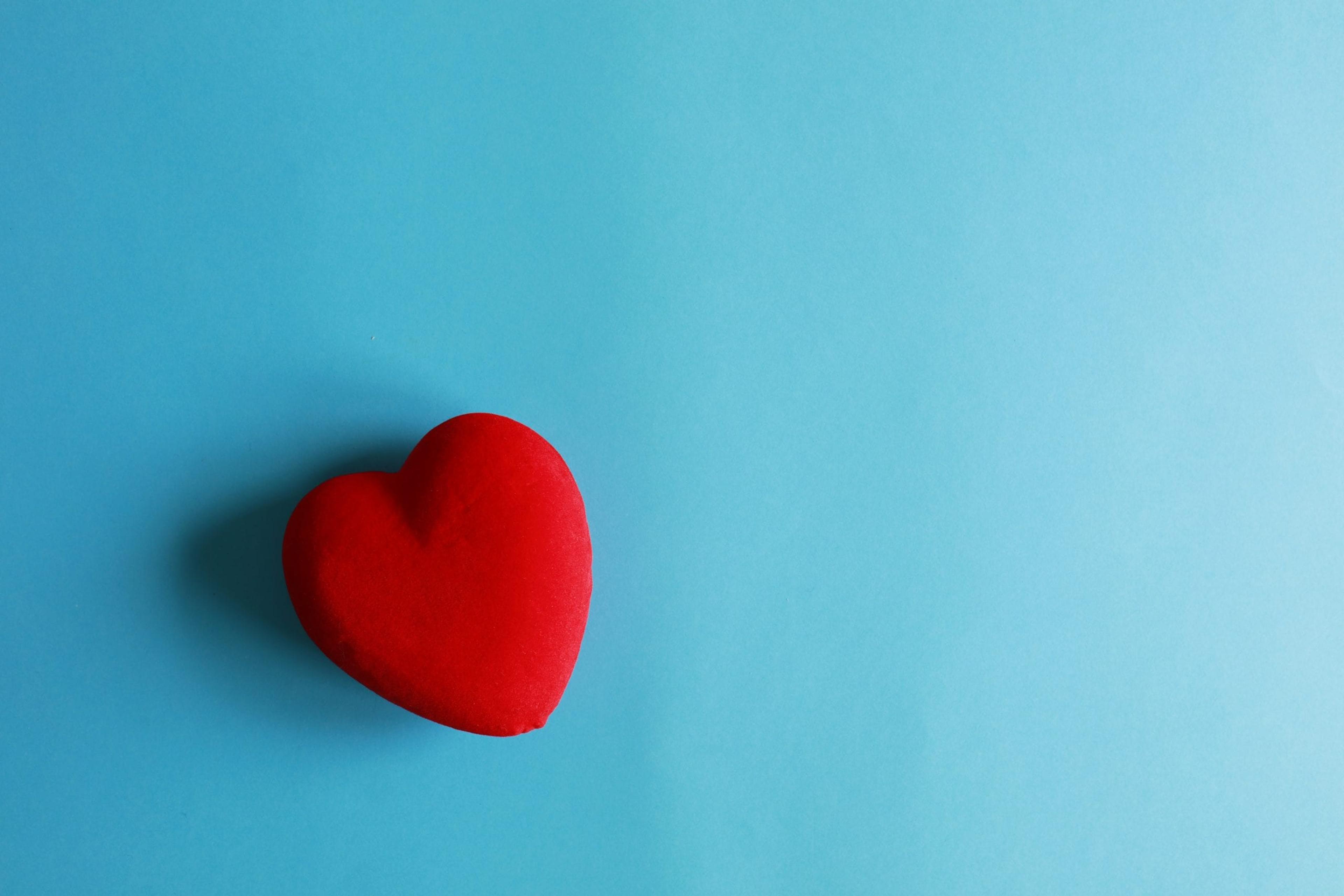 Red heart on a blue background