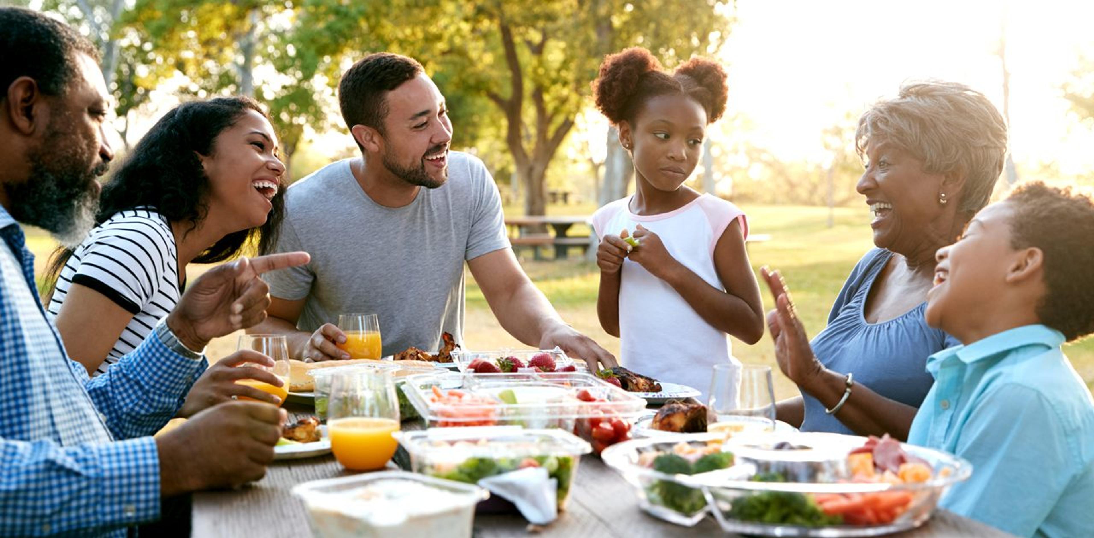 family, food, picnic