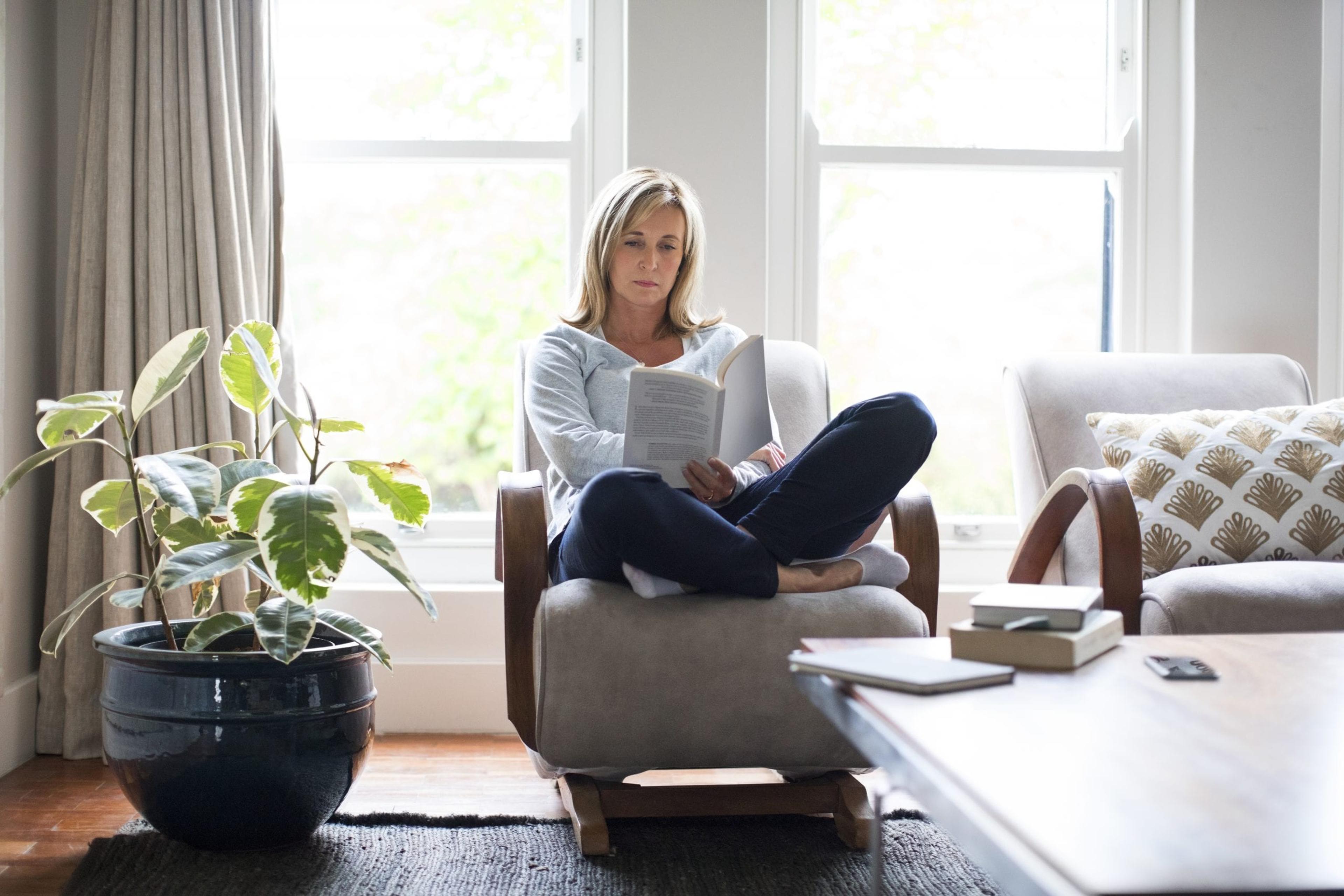 Woman reading at home