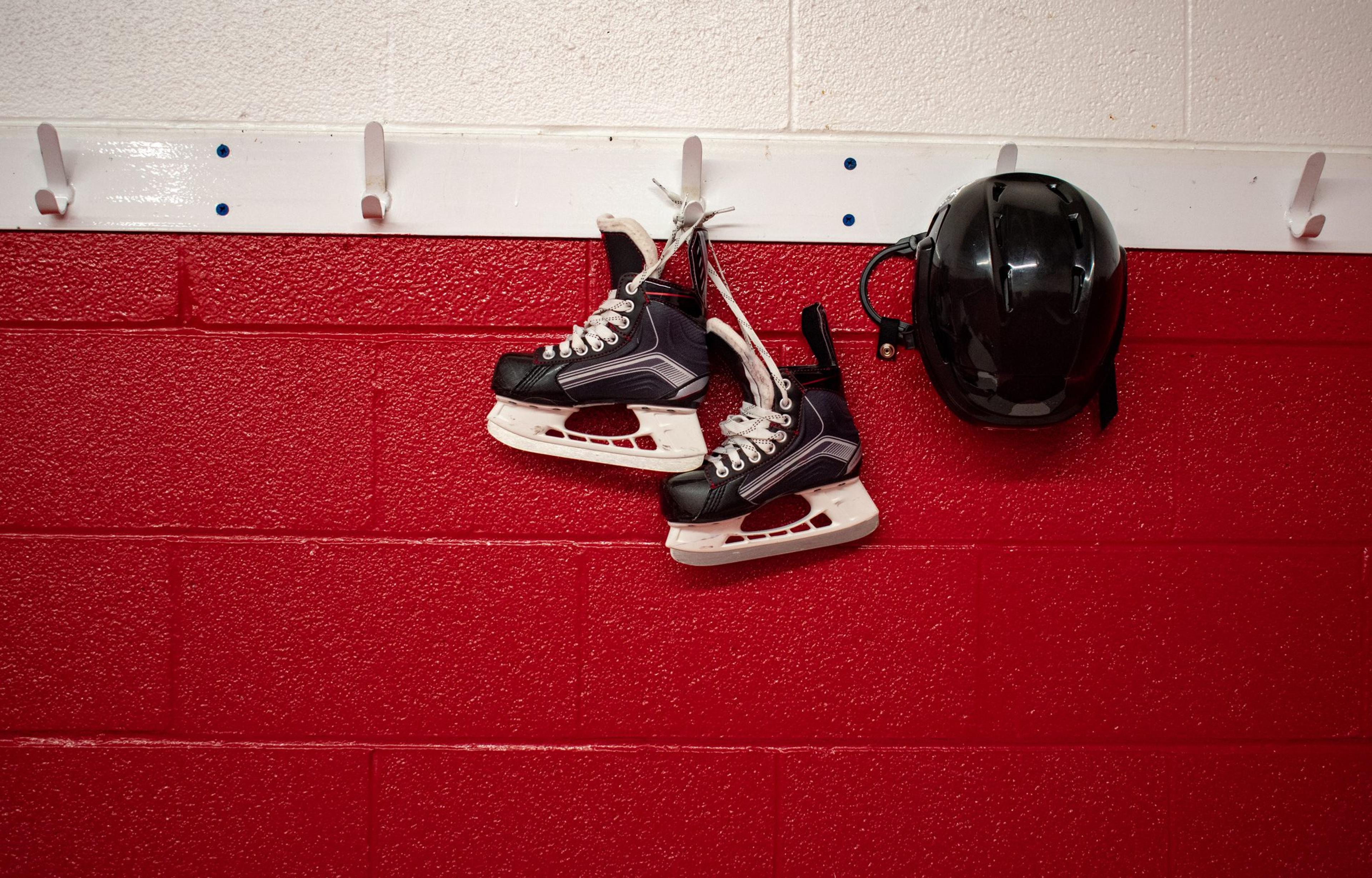 Helmet and ice skates