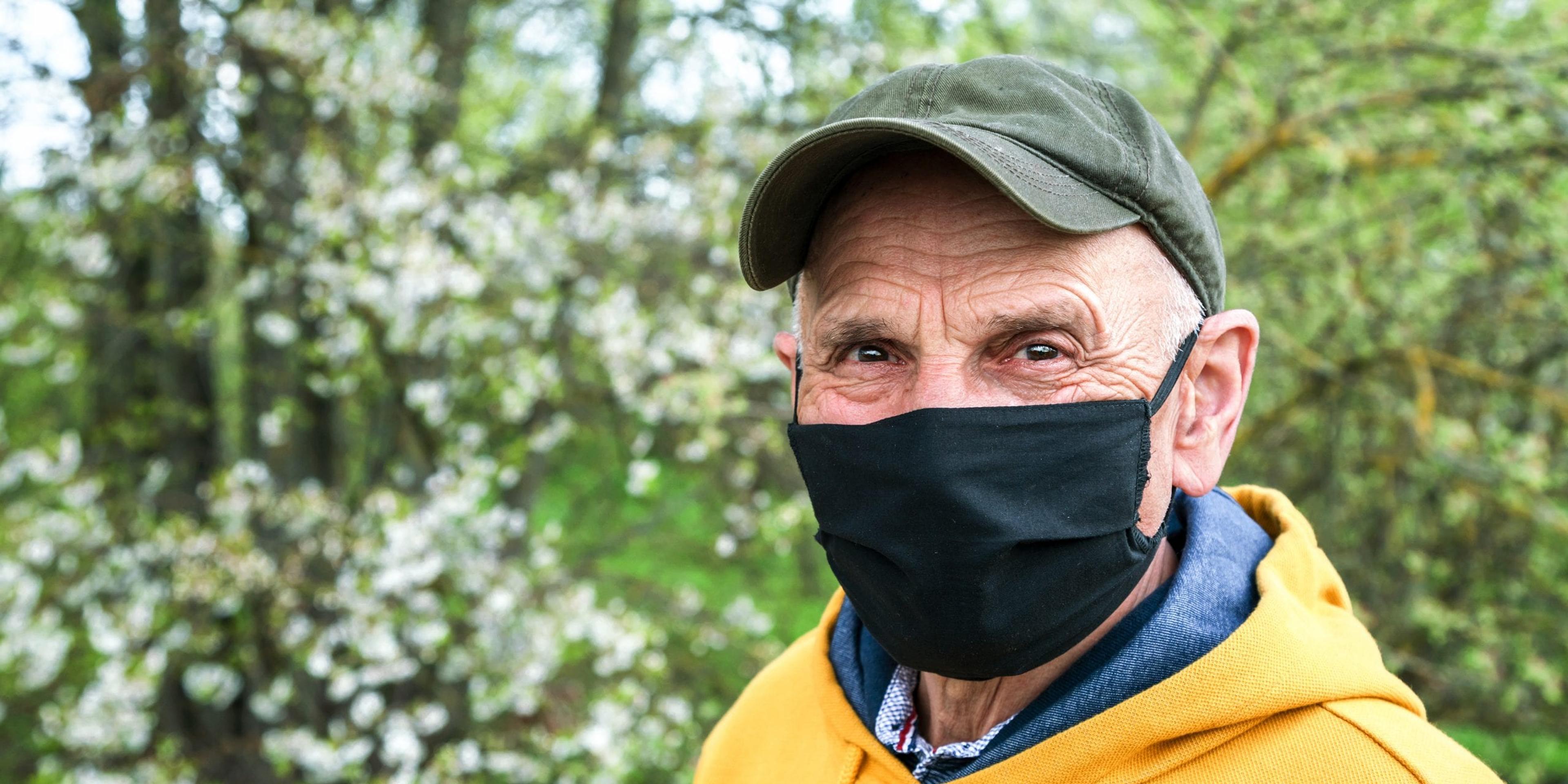 Senior man in a mask