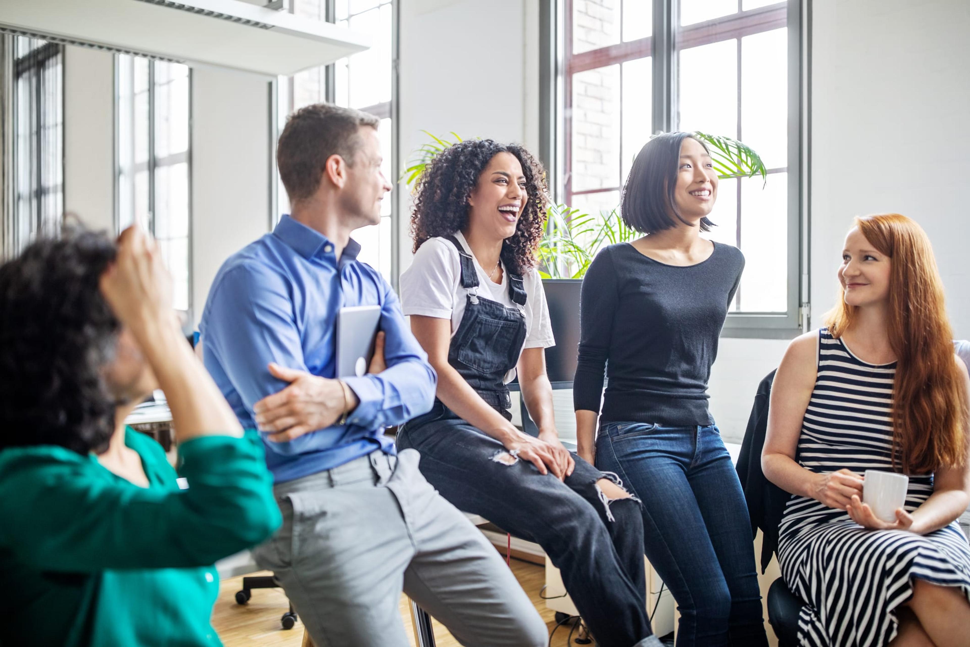 Happy group at work