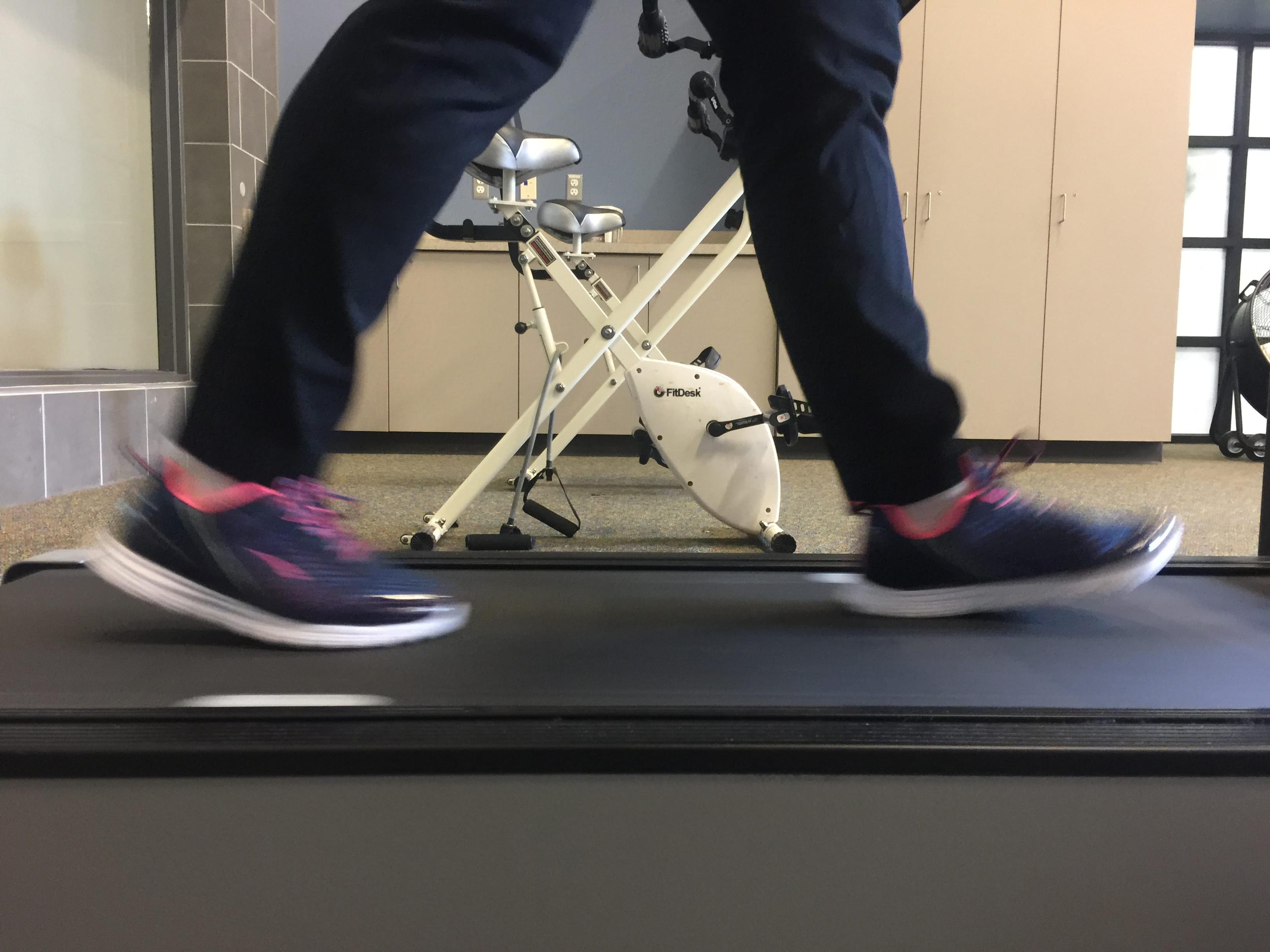 person walking on a treadmill