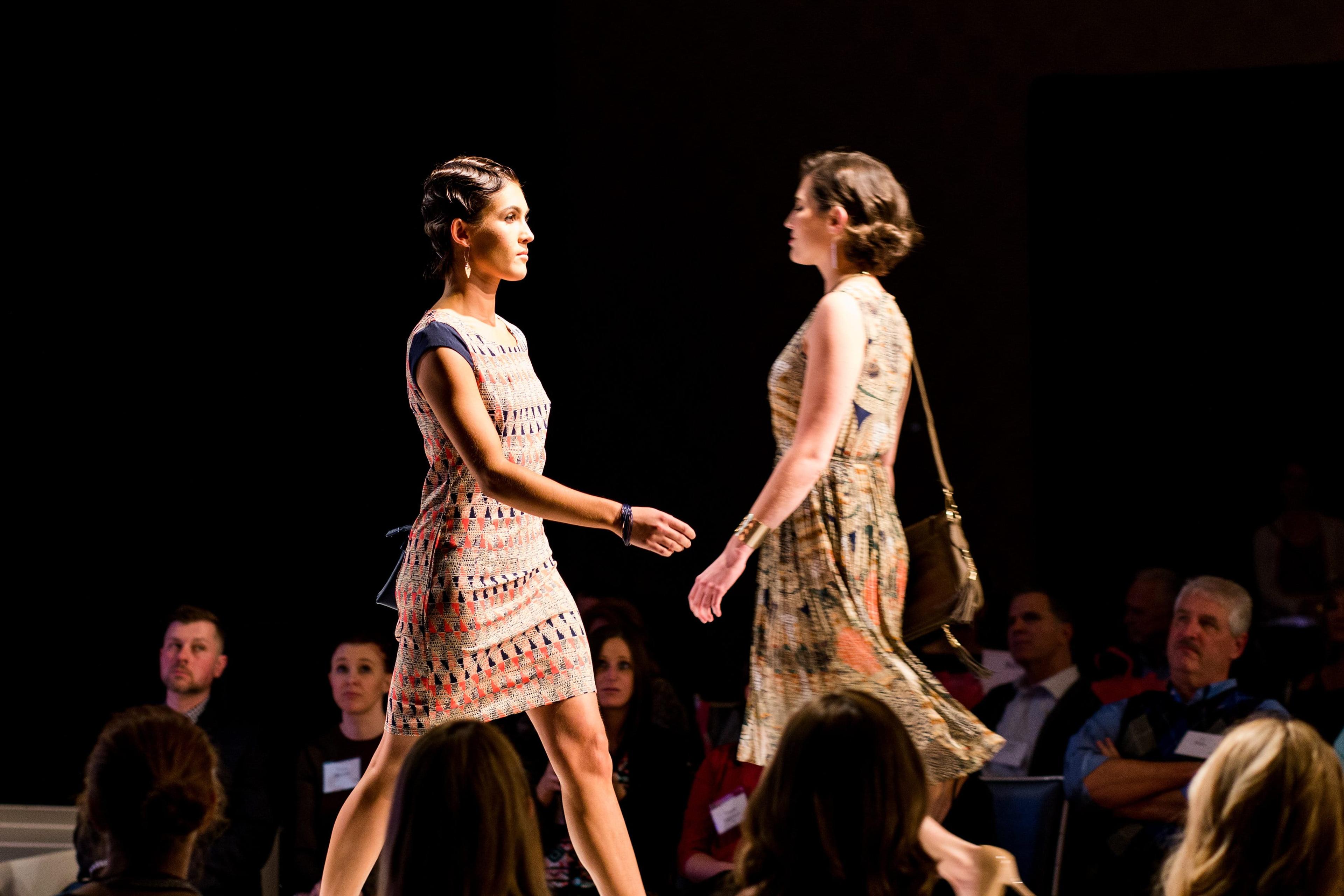 Two models on a runway