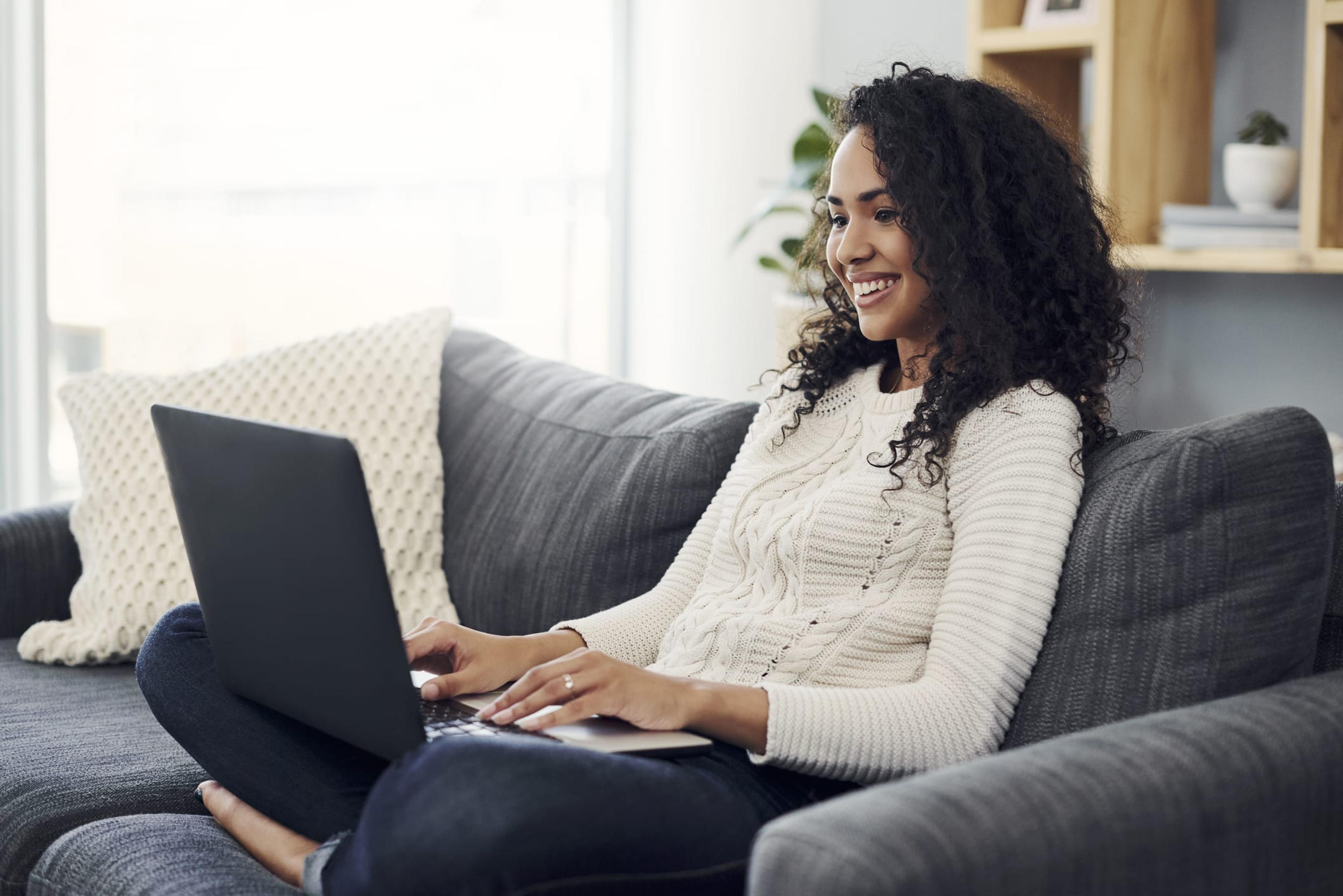 Woman using laptop