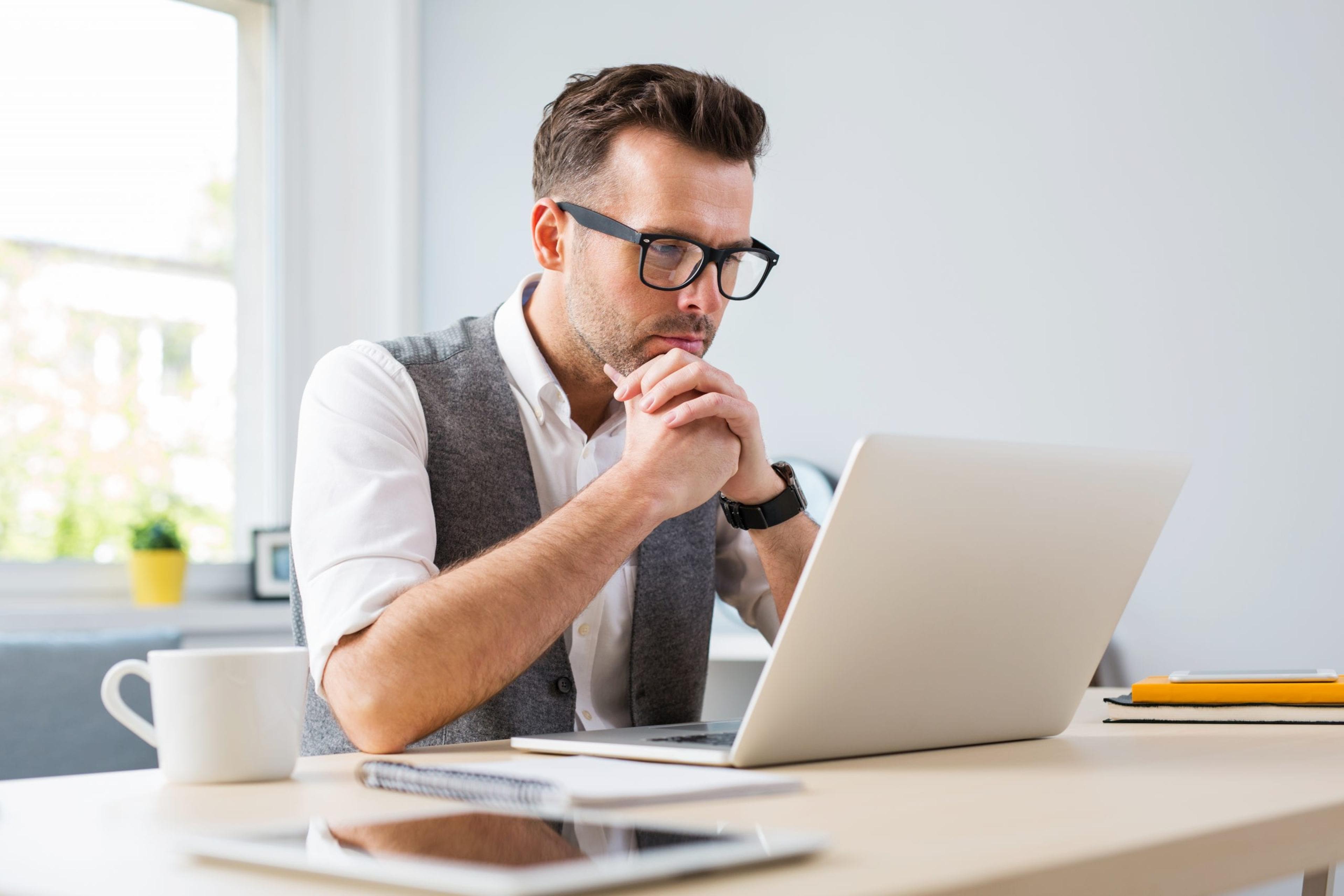 Man getting information online