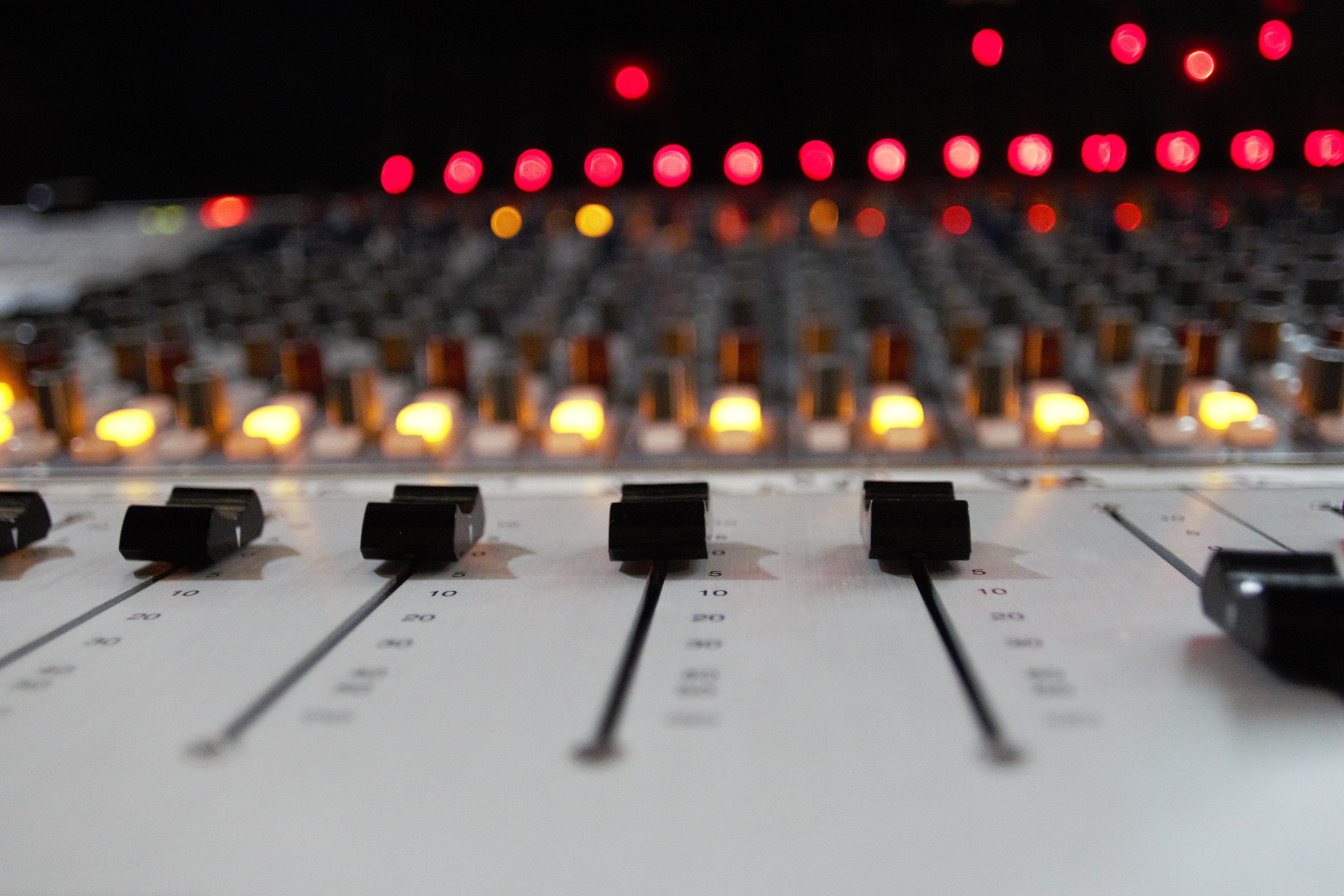 A closeup of a sound board