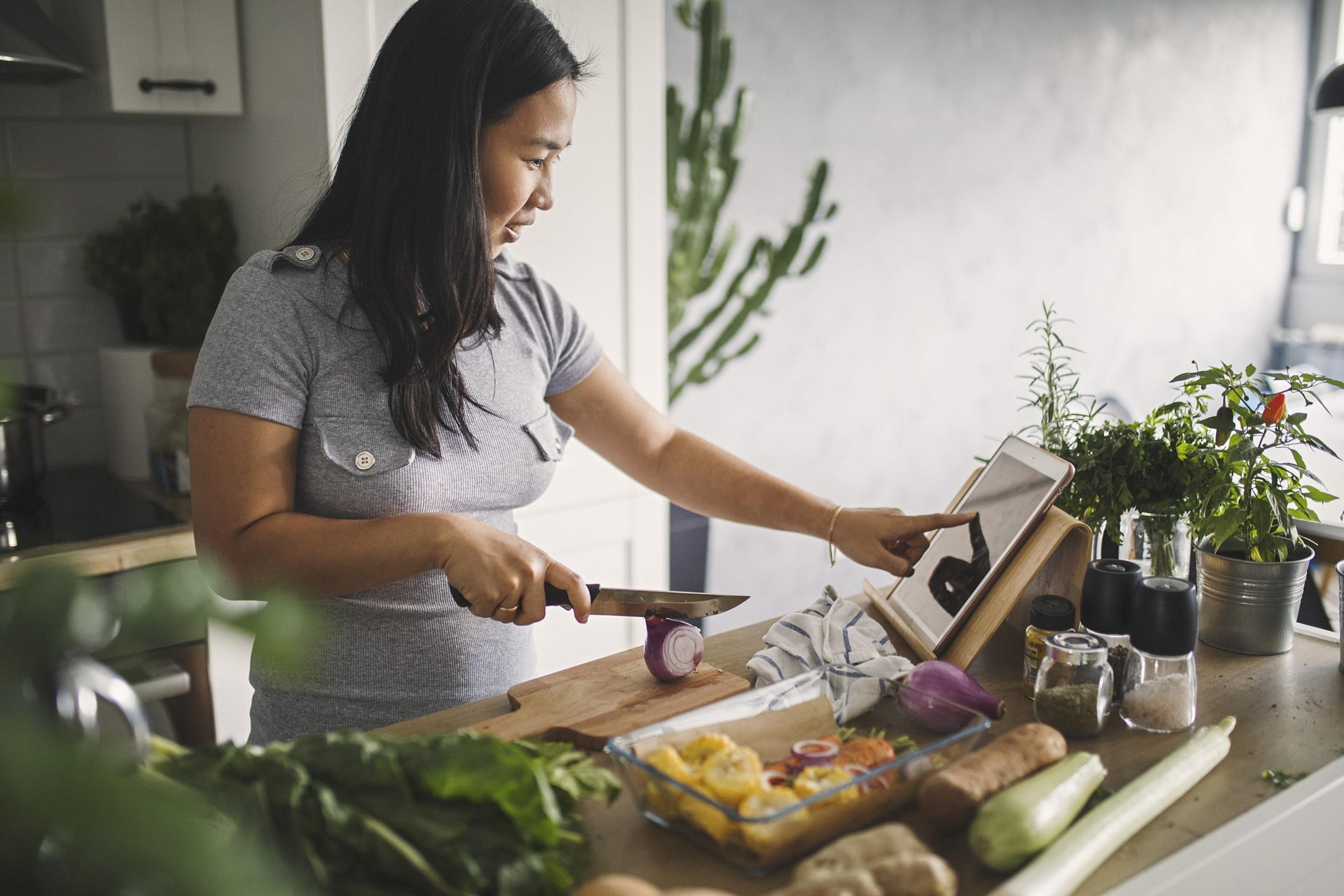 Woman cooking at home