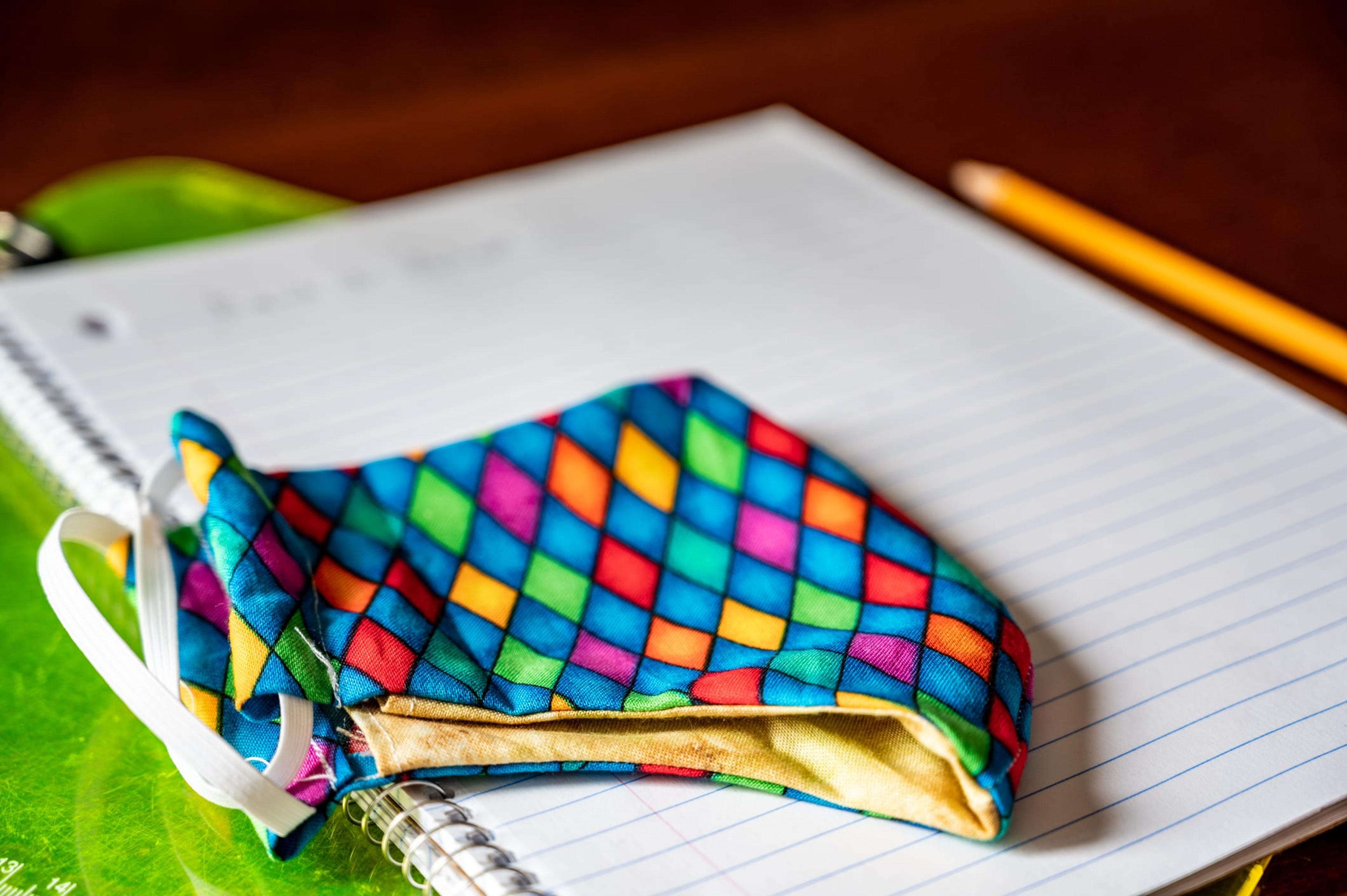 Mask on a notebook