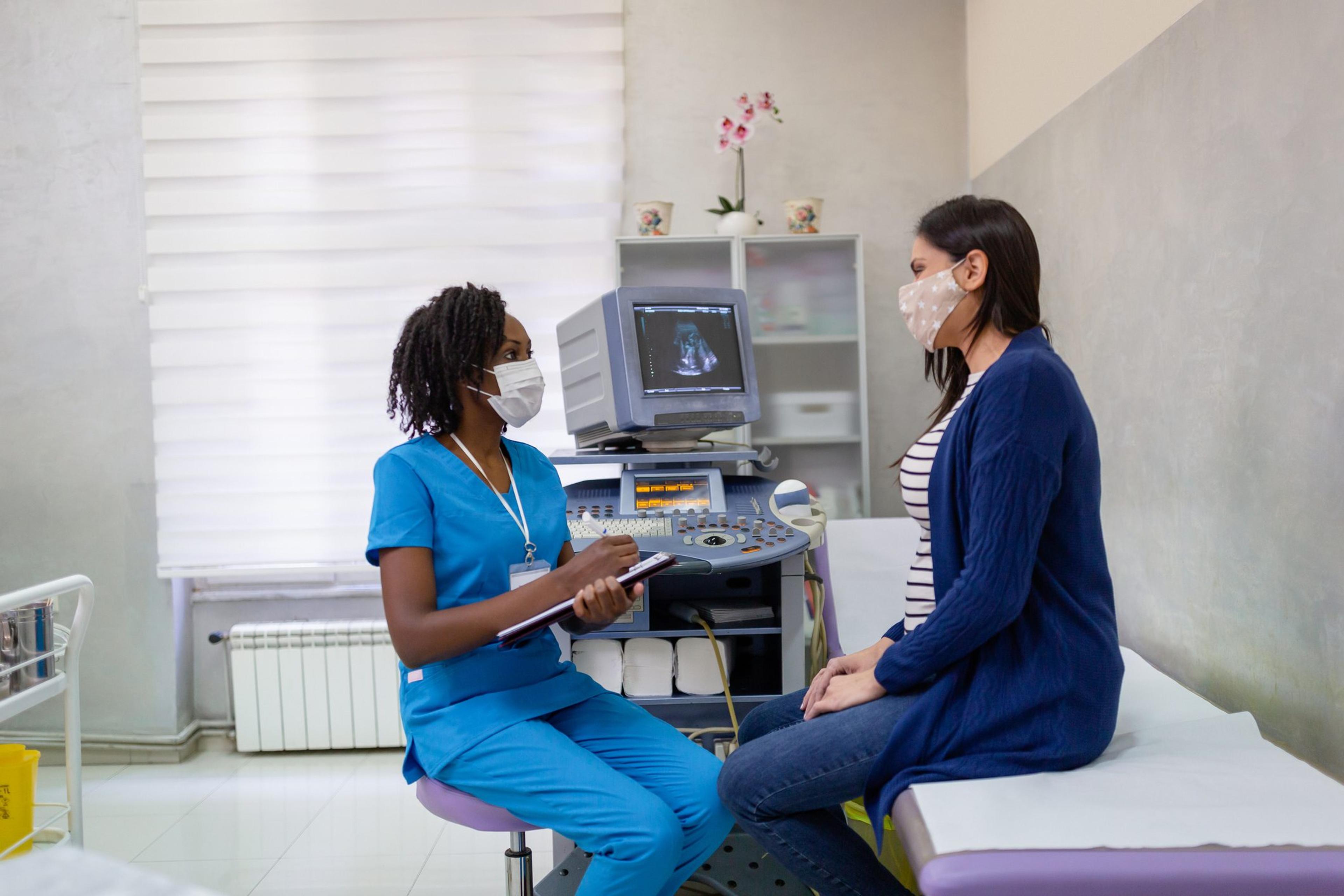 Pregnant woman on gynecological examination