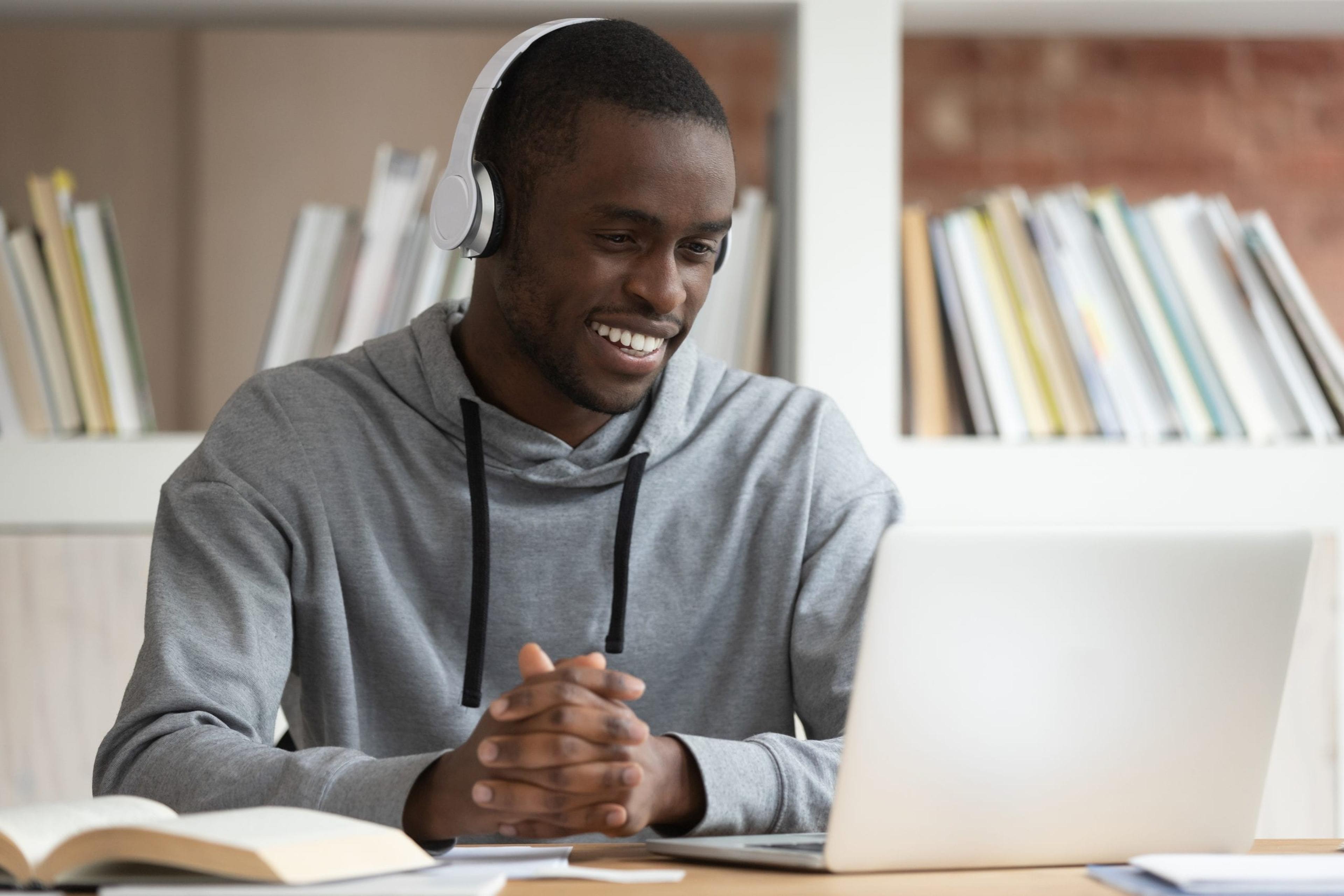 Man taking a class online