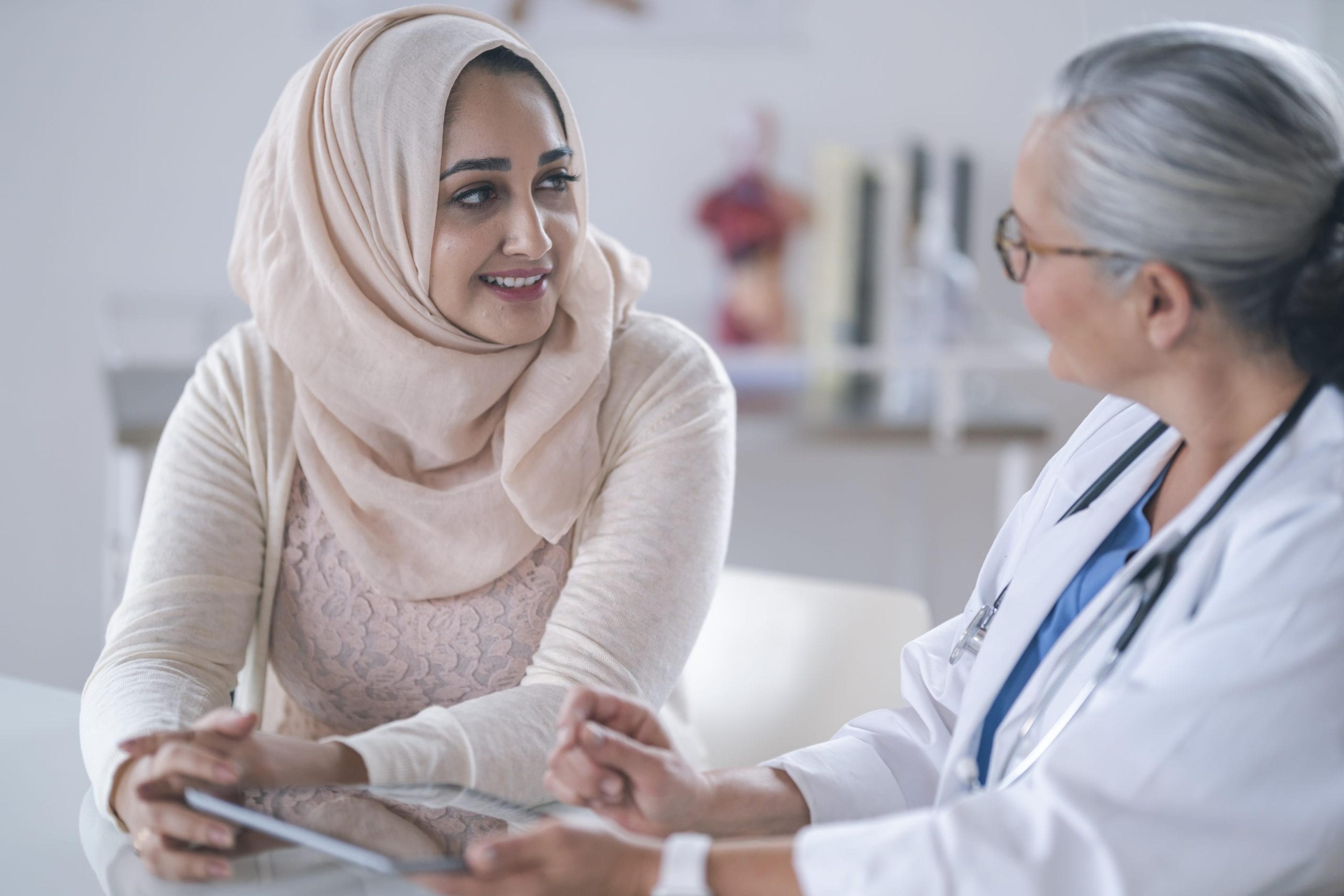 Woman talking to her doctor