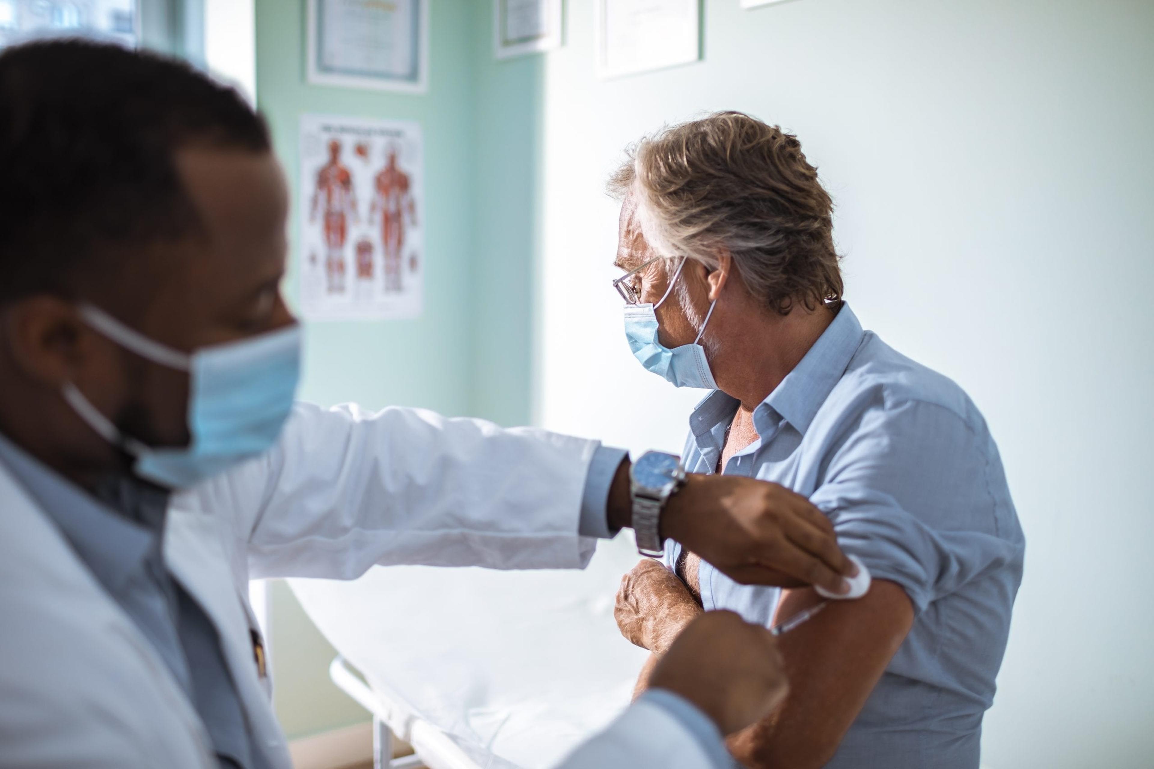 Man getting a flu shot