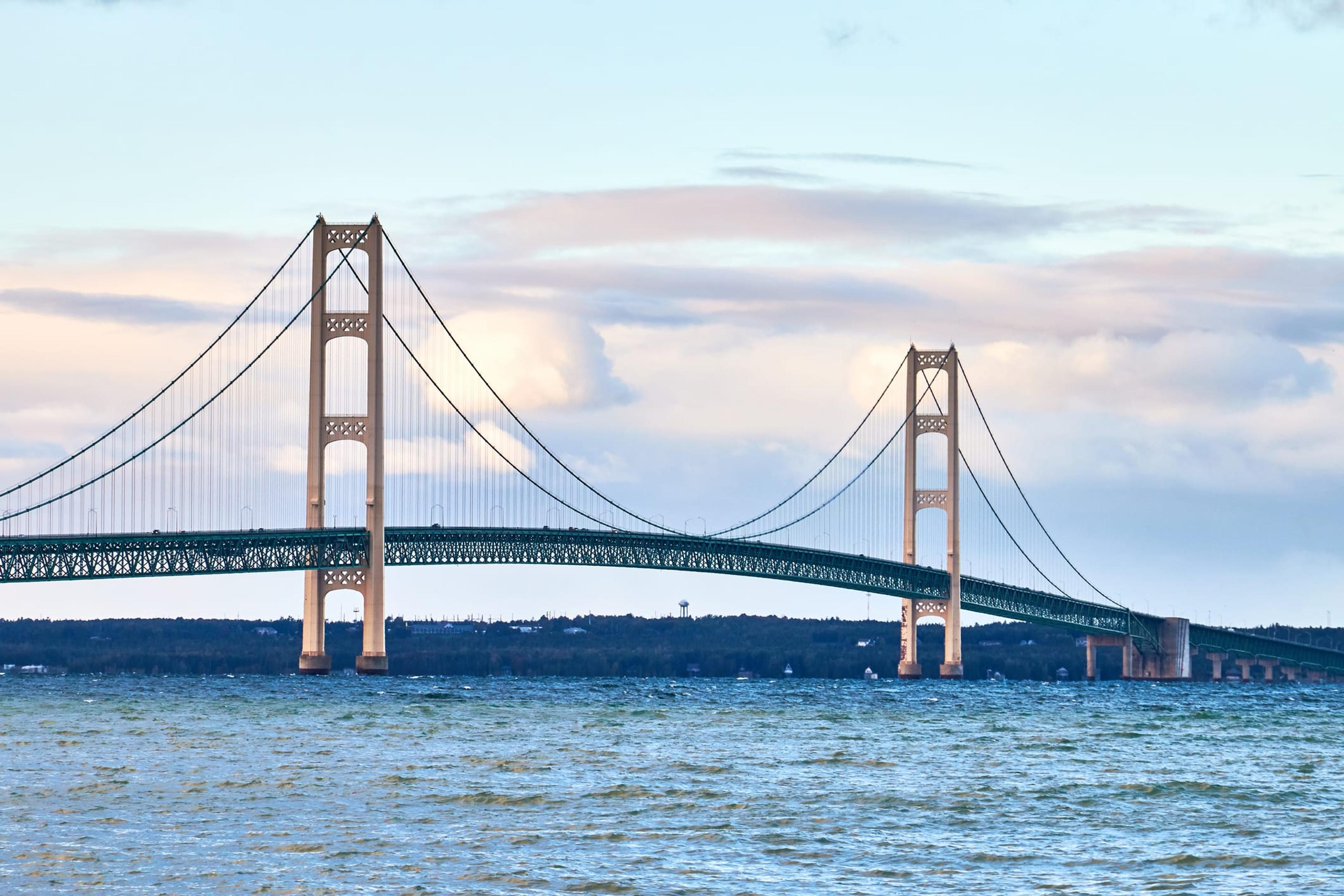 Mackinac Bridge shortly after sunrise