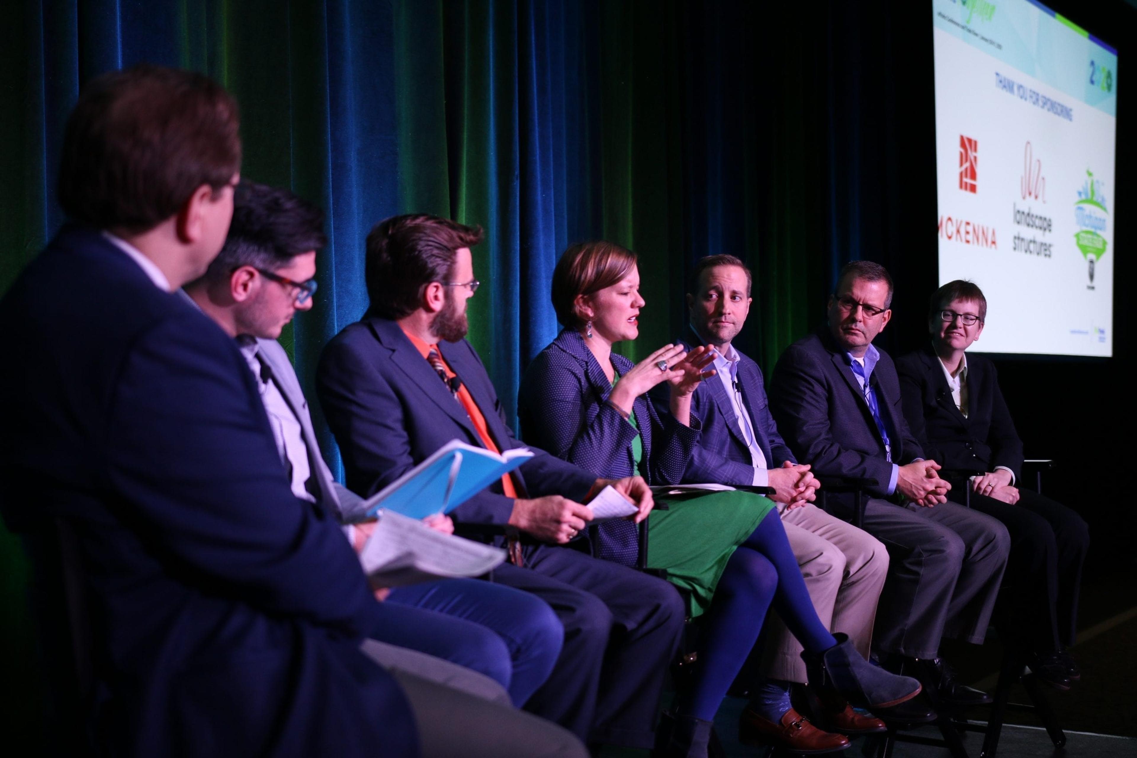 A panel of Michigan professionals speaks at the mParks conference