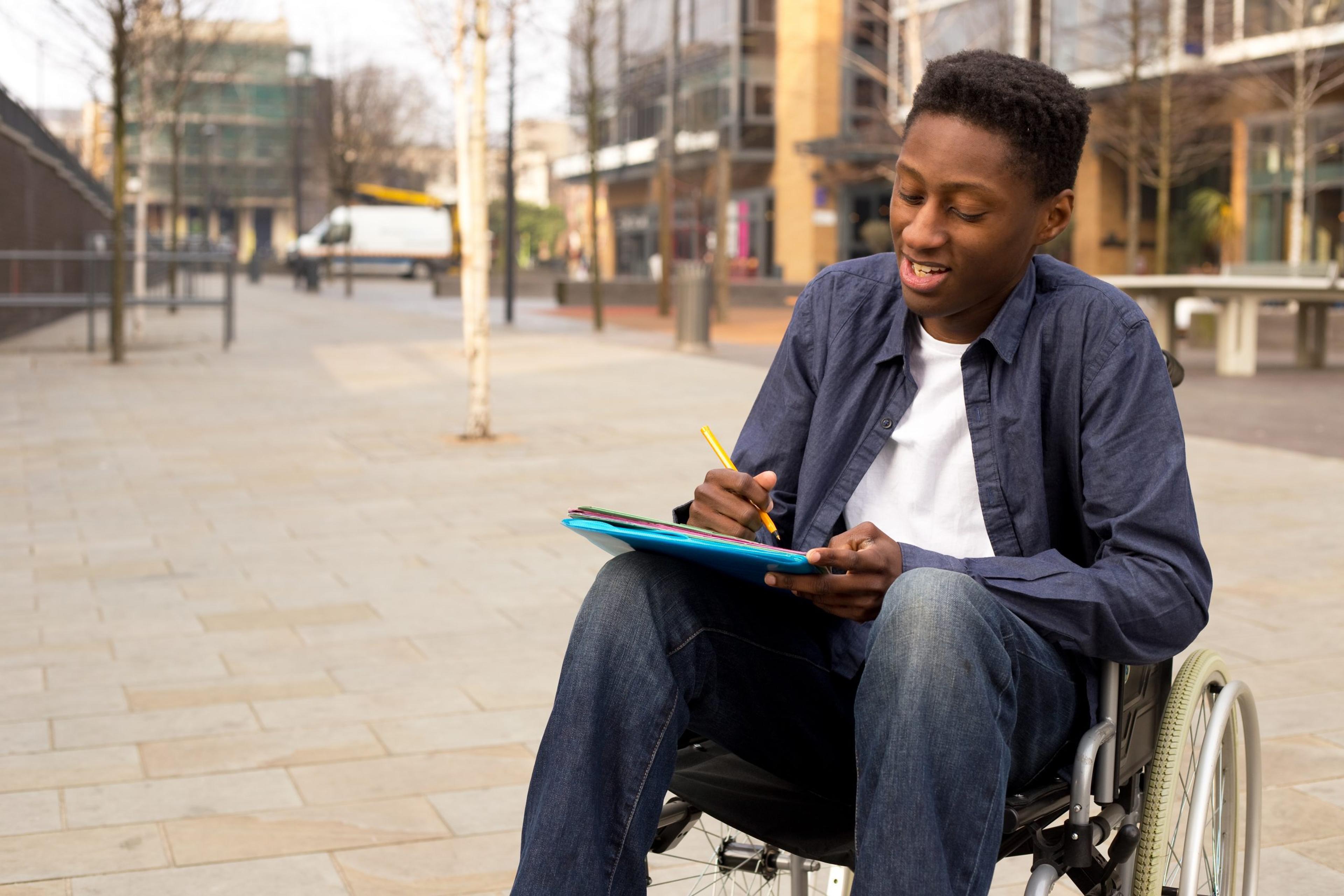 student in a wheelchair