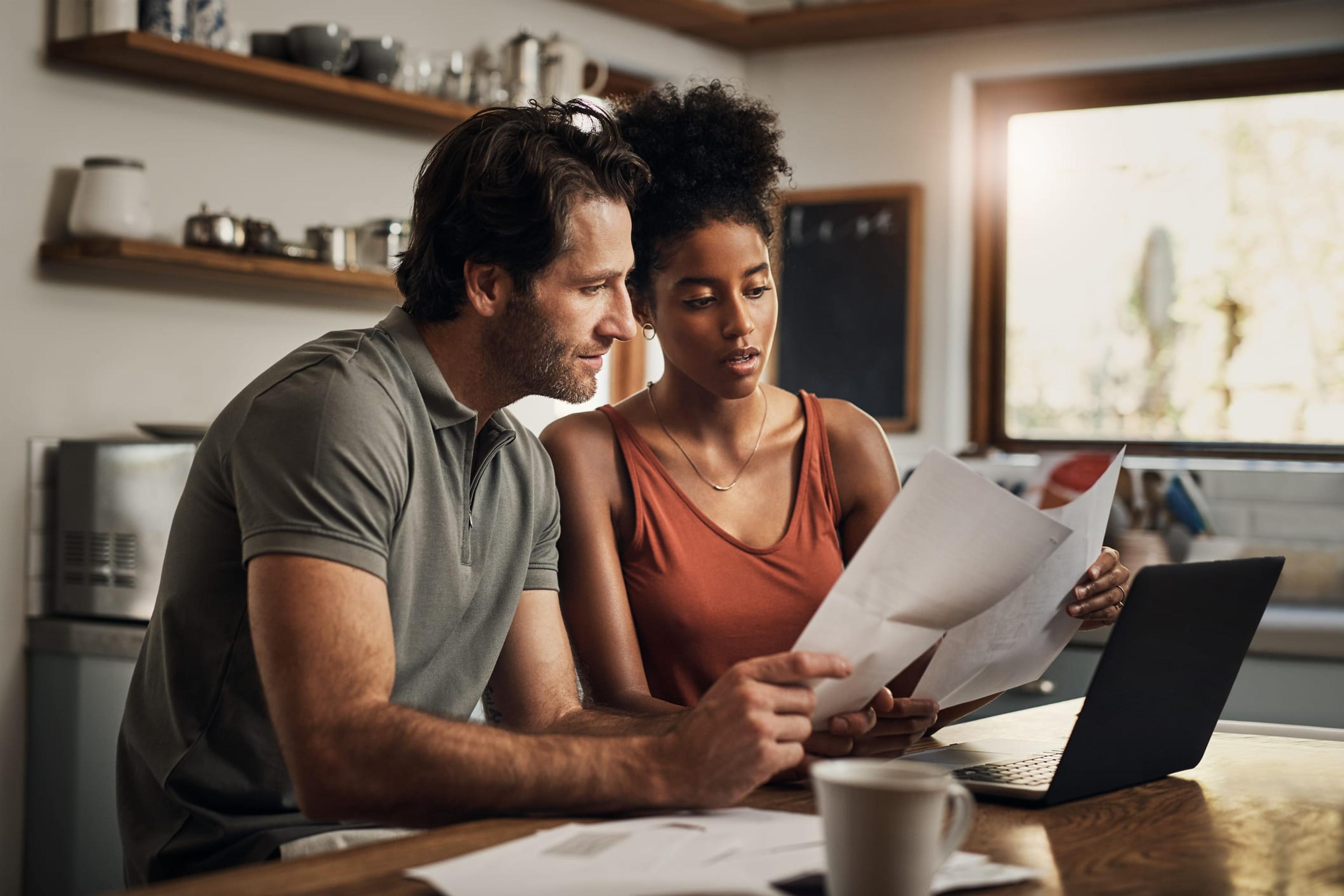 Couple using computer