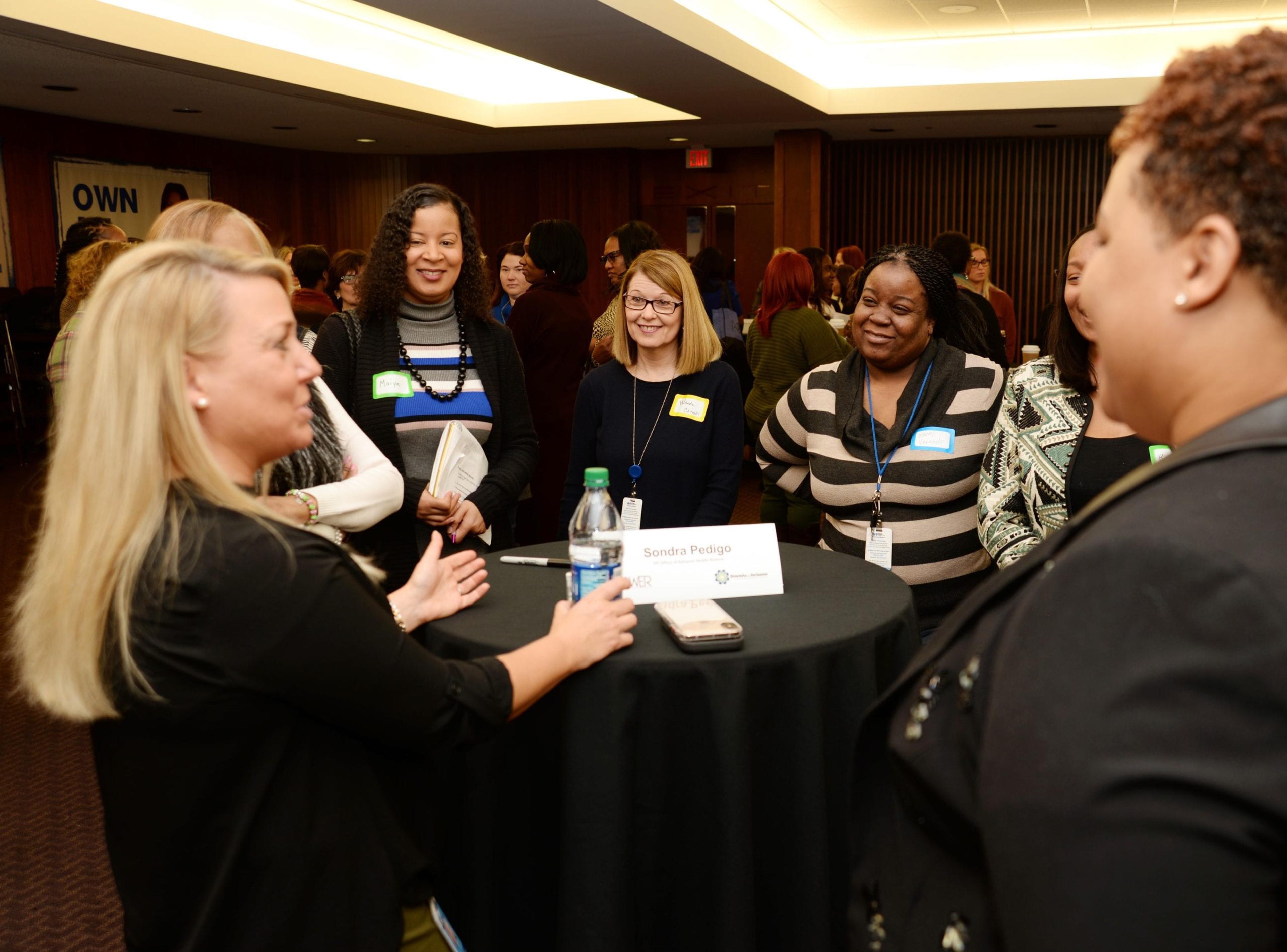 Morning Mingle participants chatting.