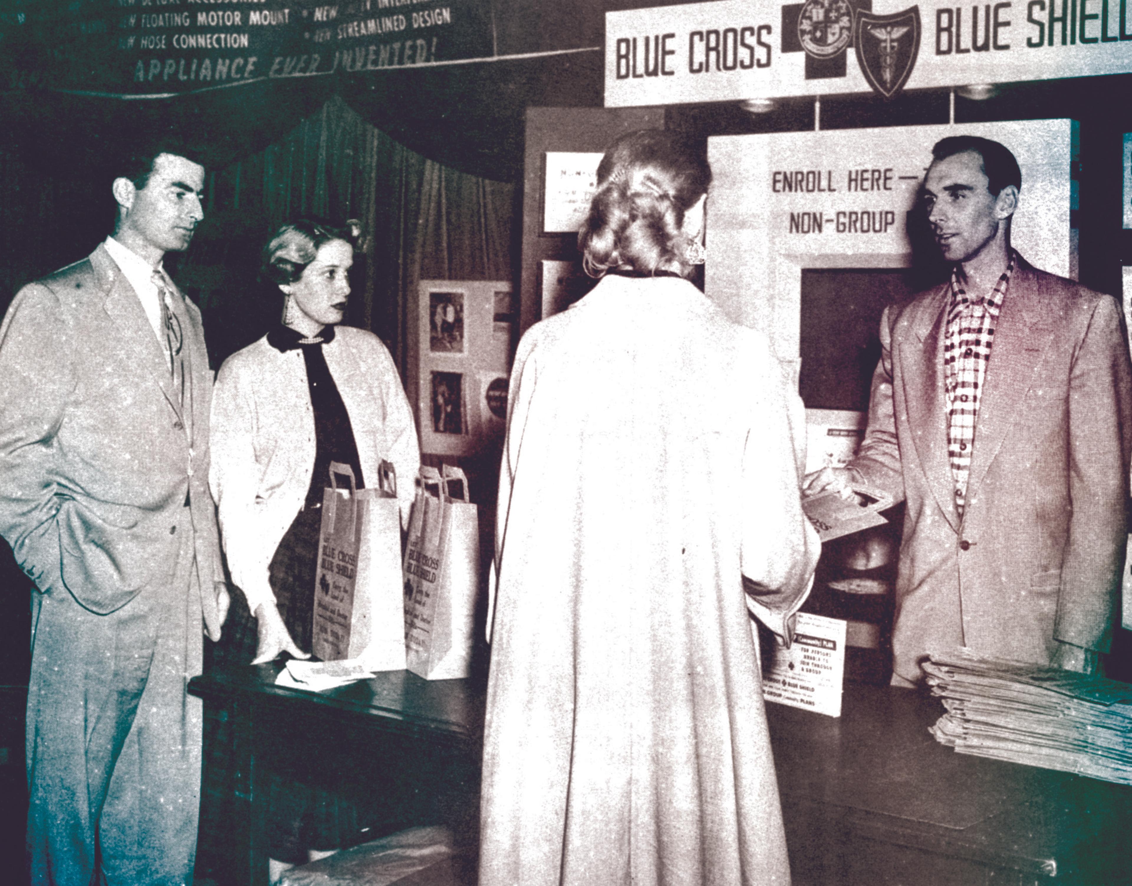 Blue Cross display at a fair.