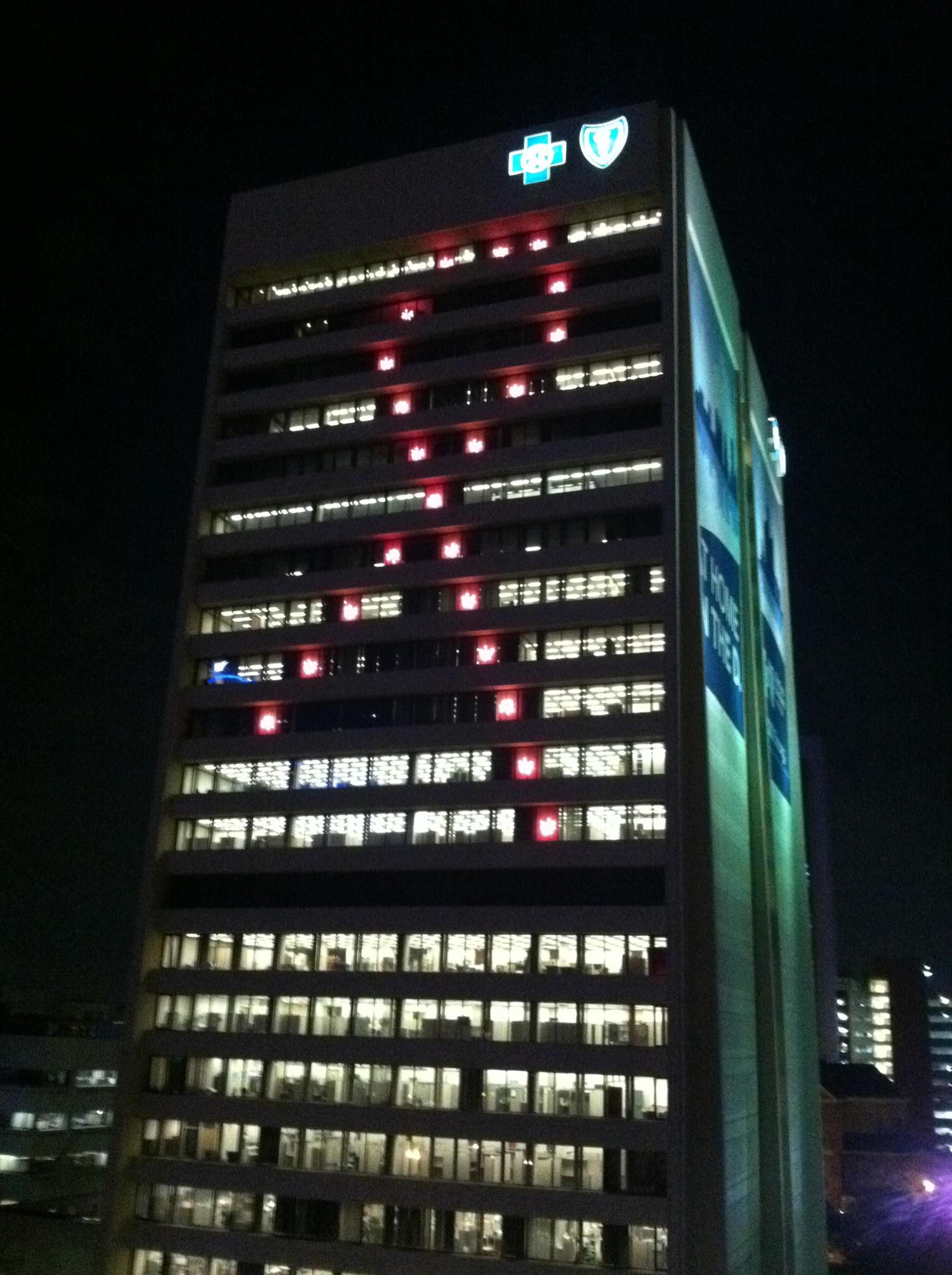 Blue Cross Blue Shield of Michigan Headquarters Building Breast Cancer Ribbon Display 2011