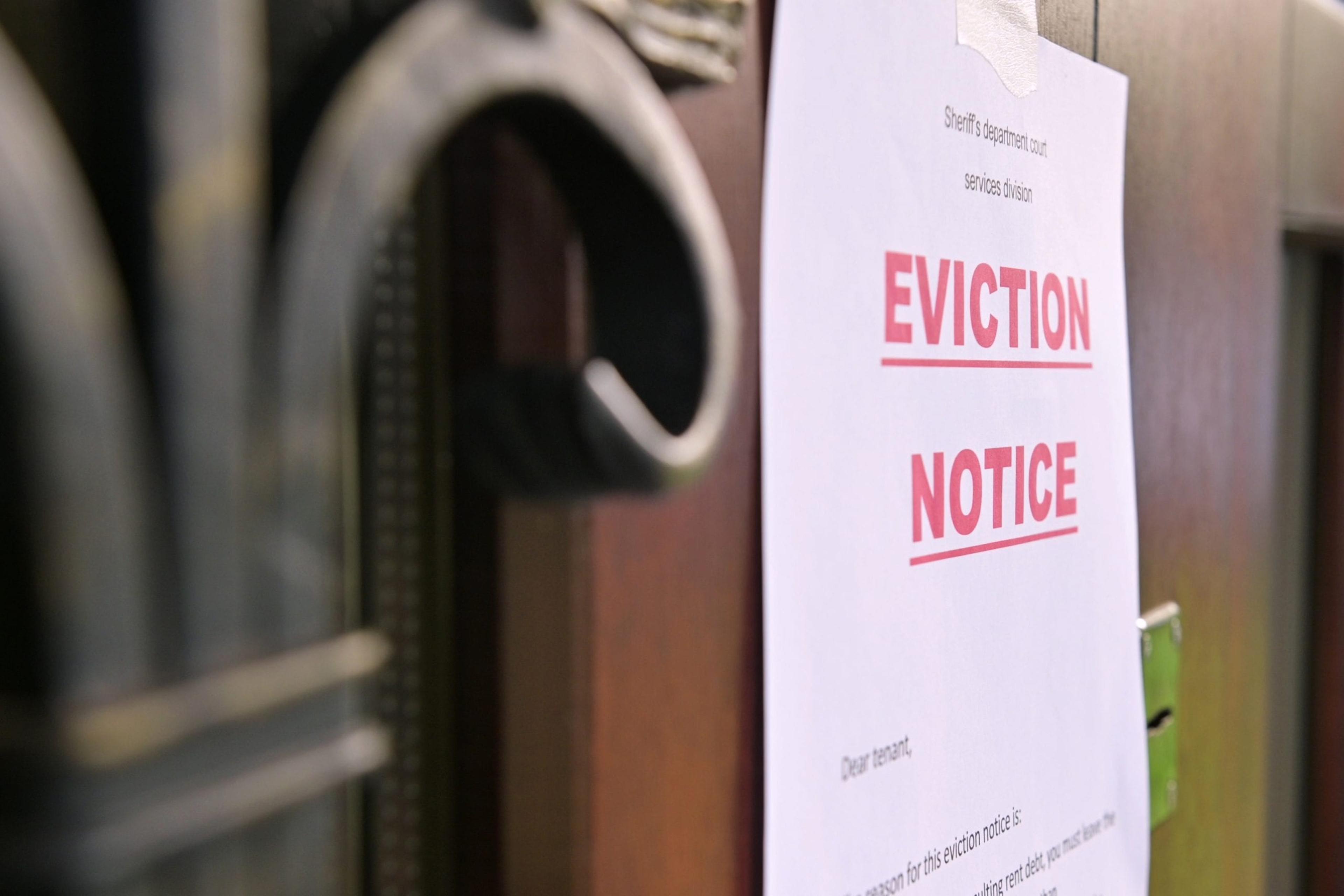 Eviction notice on a door