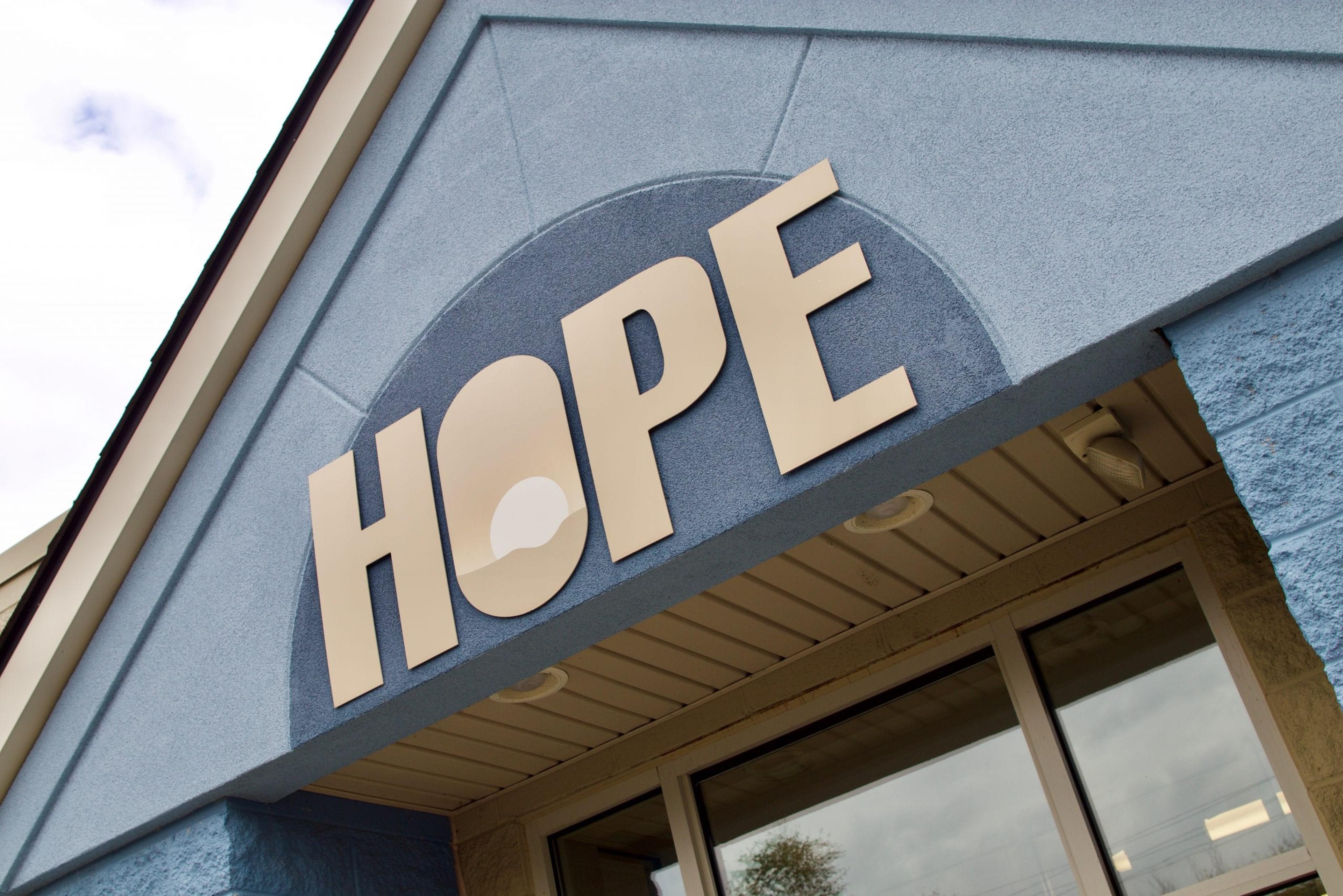 Hope Clinic Sign on front of builidng