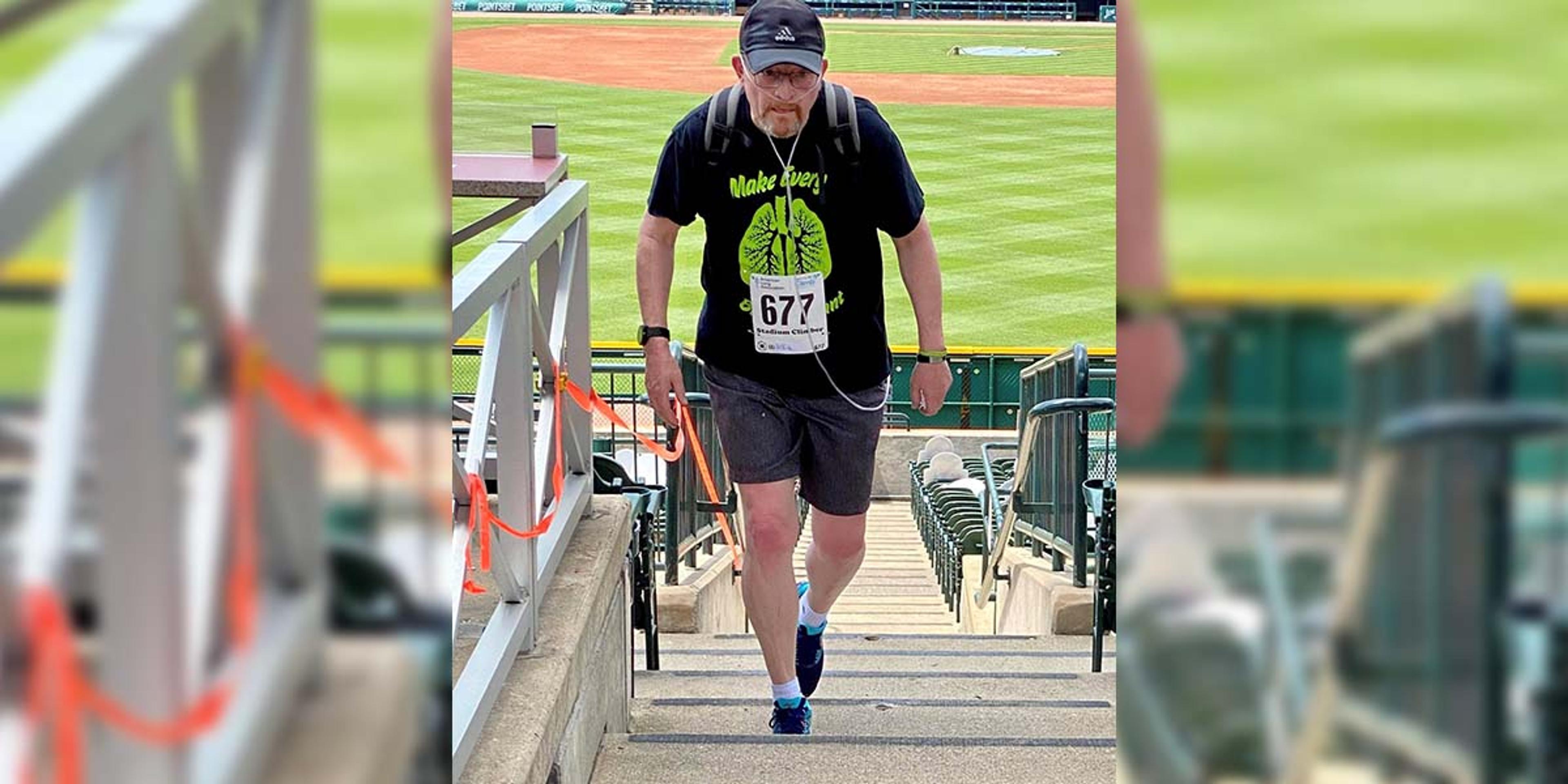 Doug Wright participates in the Fight For Air Climb at Comerica Park.