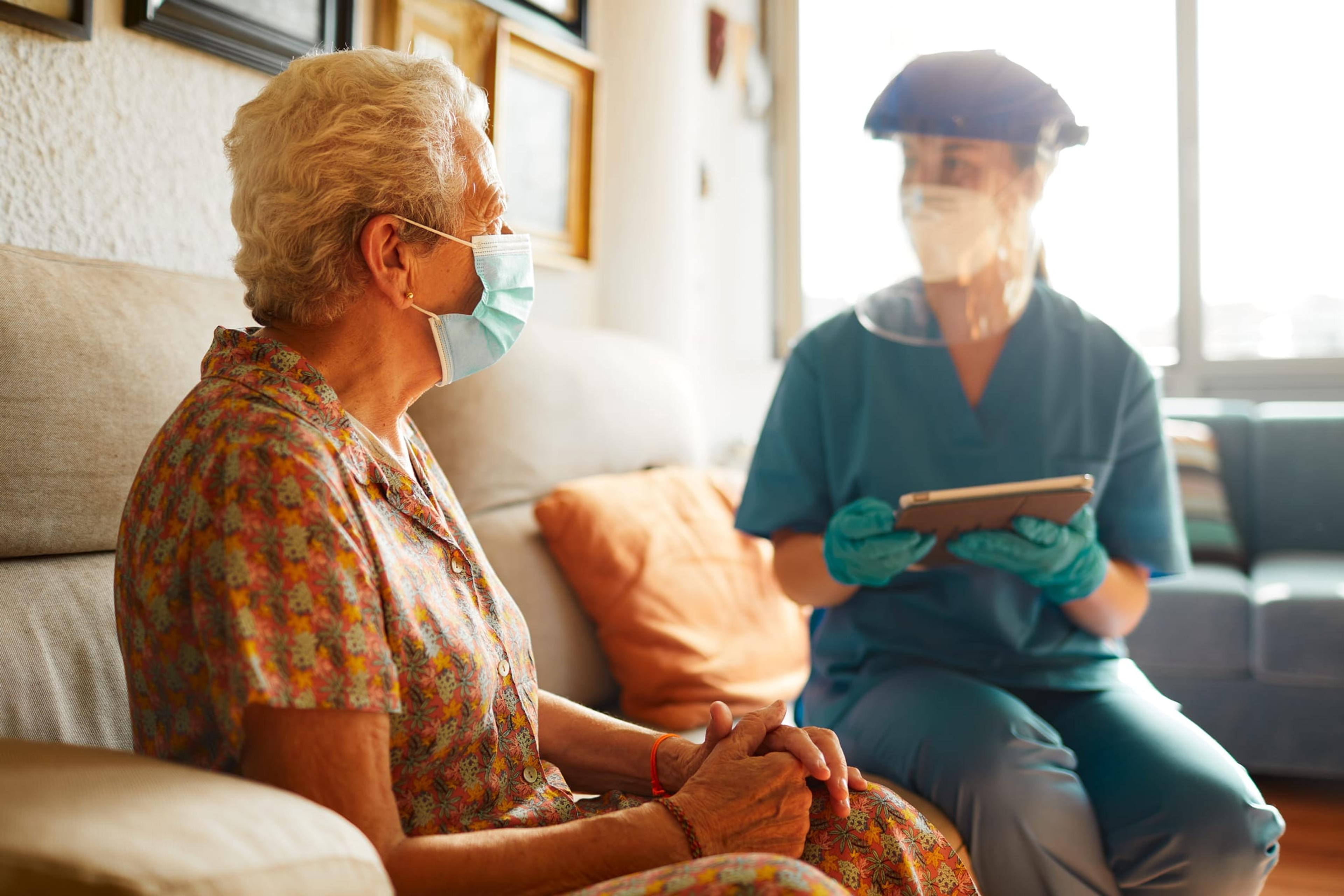 Woman receiving care at home