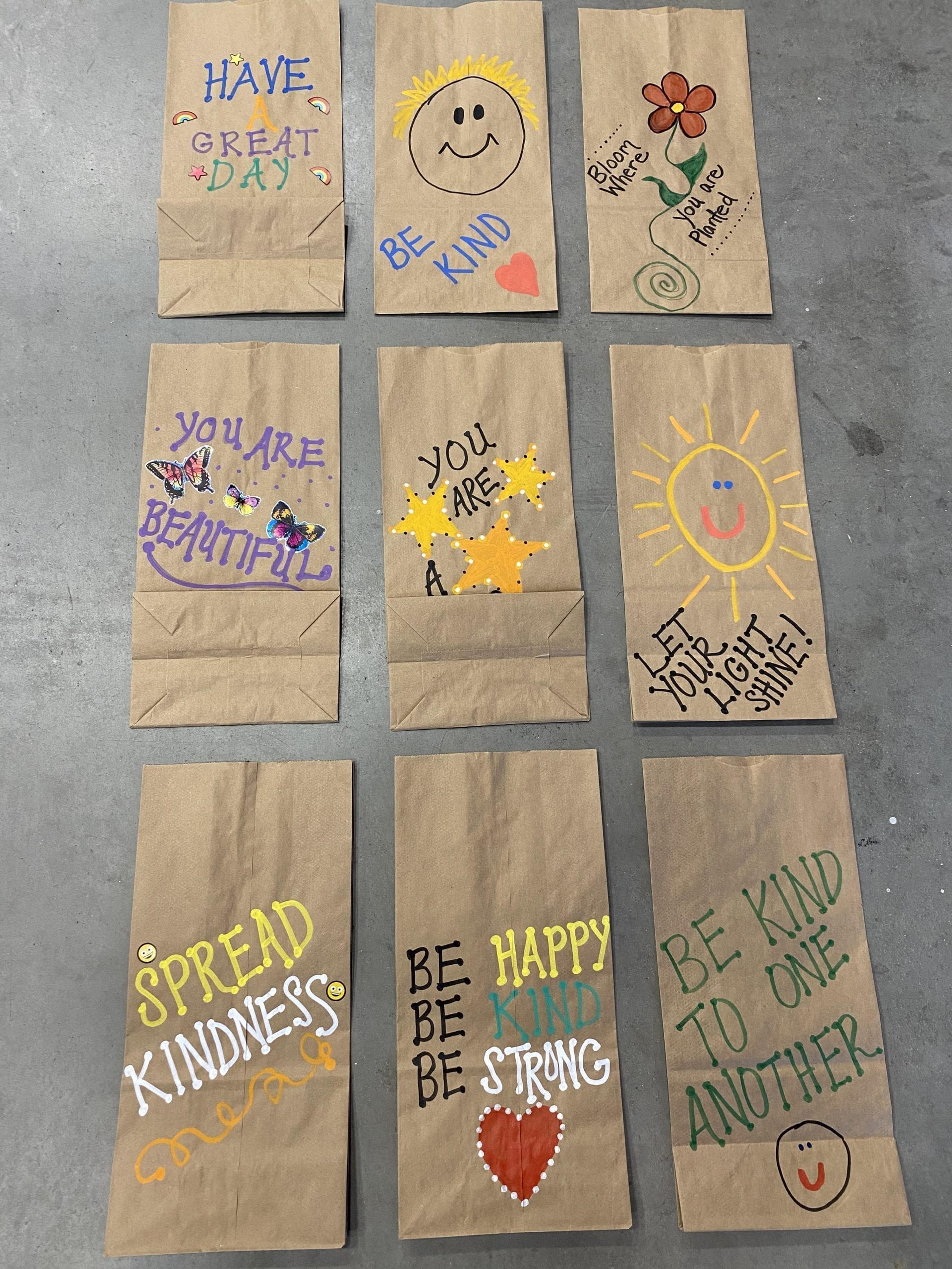Decorated bags to hold sack suppers