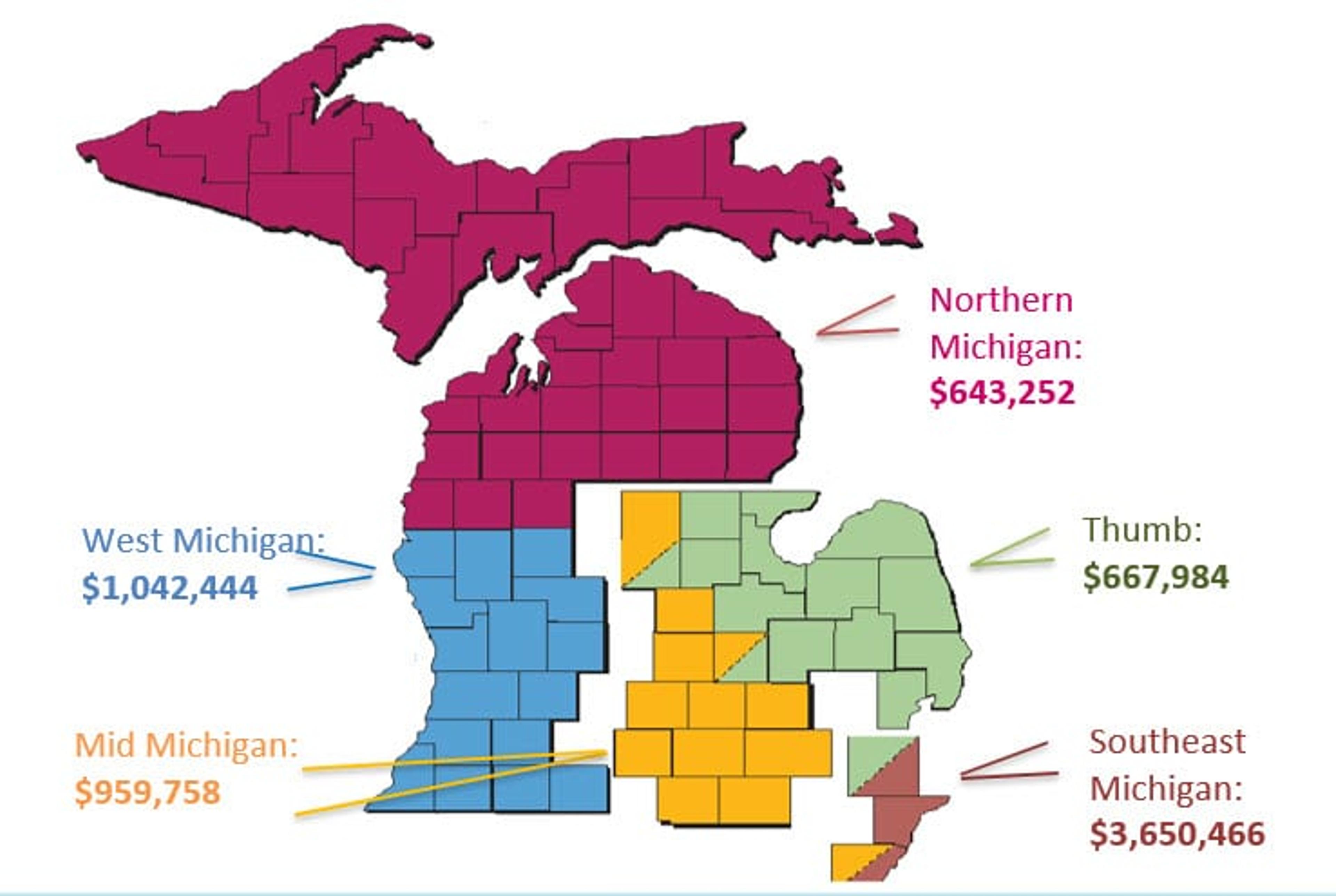 Map of MI detailing impact