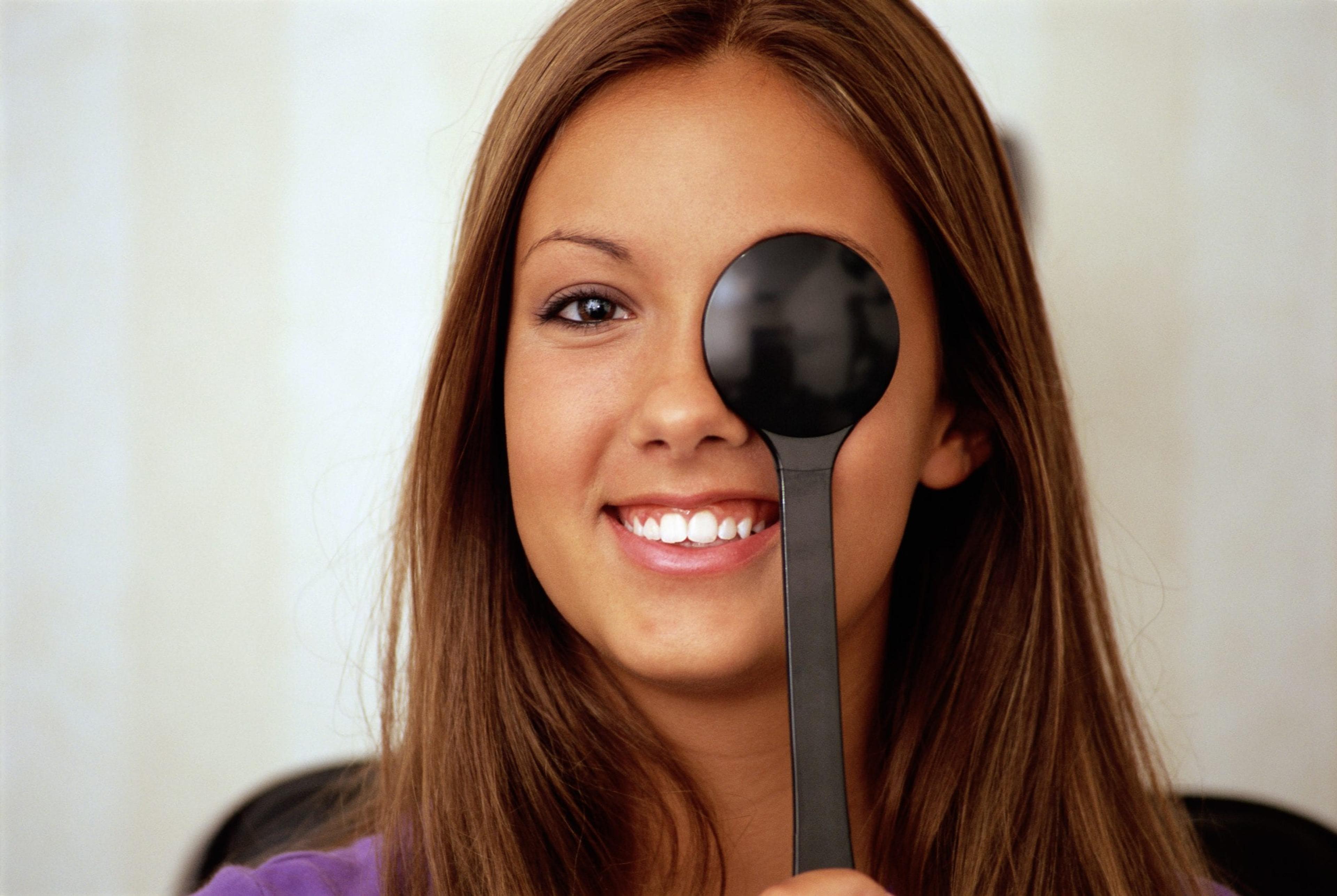 Woman at an eye exam