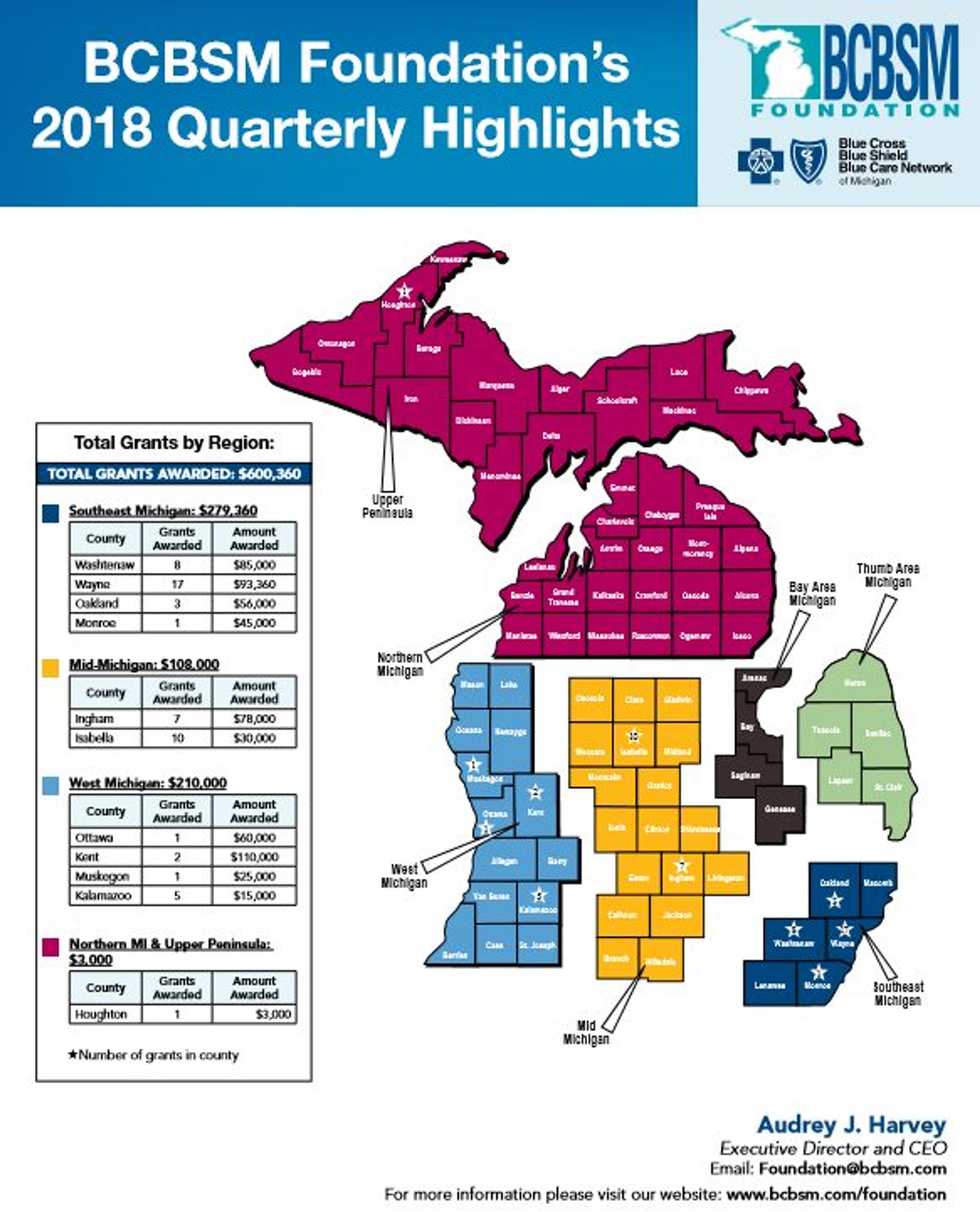 BCBSM Foundation Grant Map