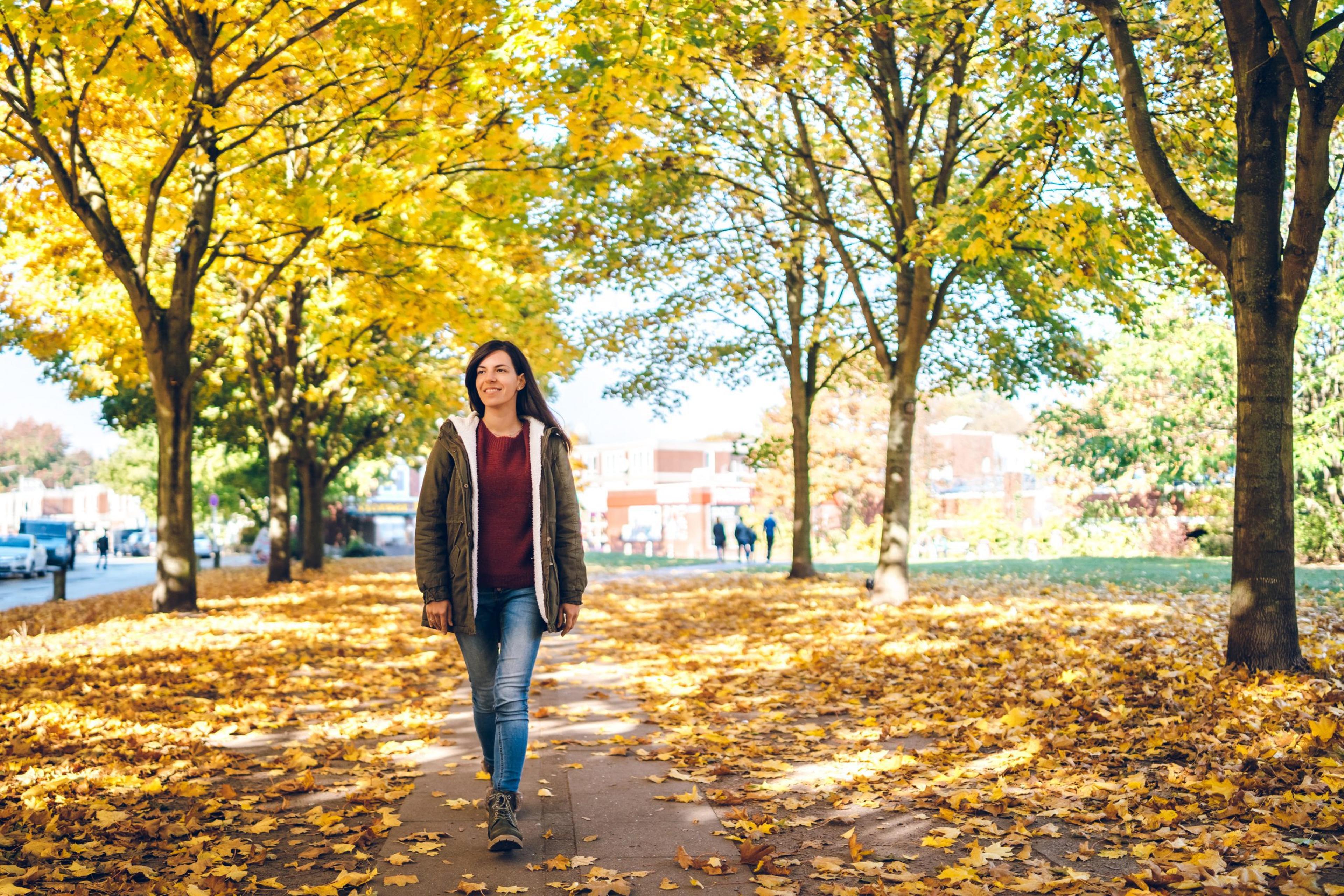 Woman walking in a park