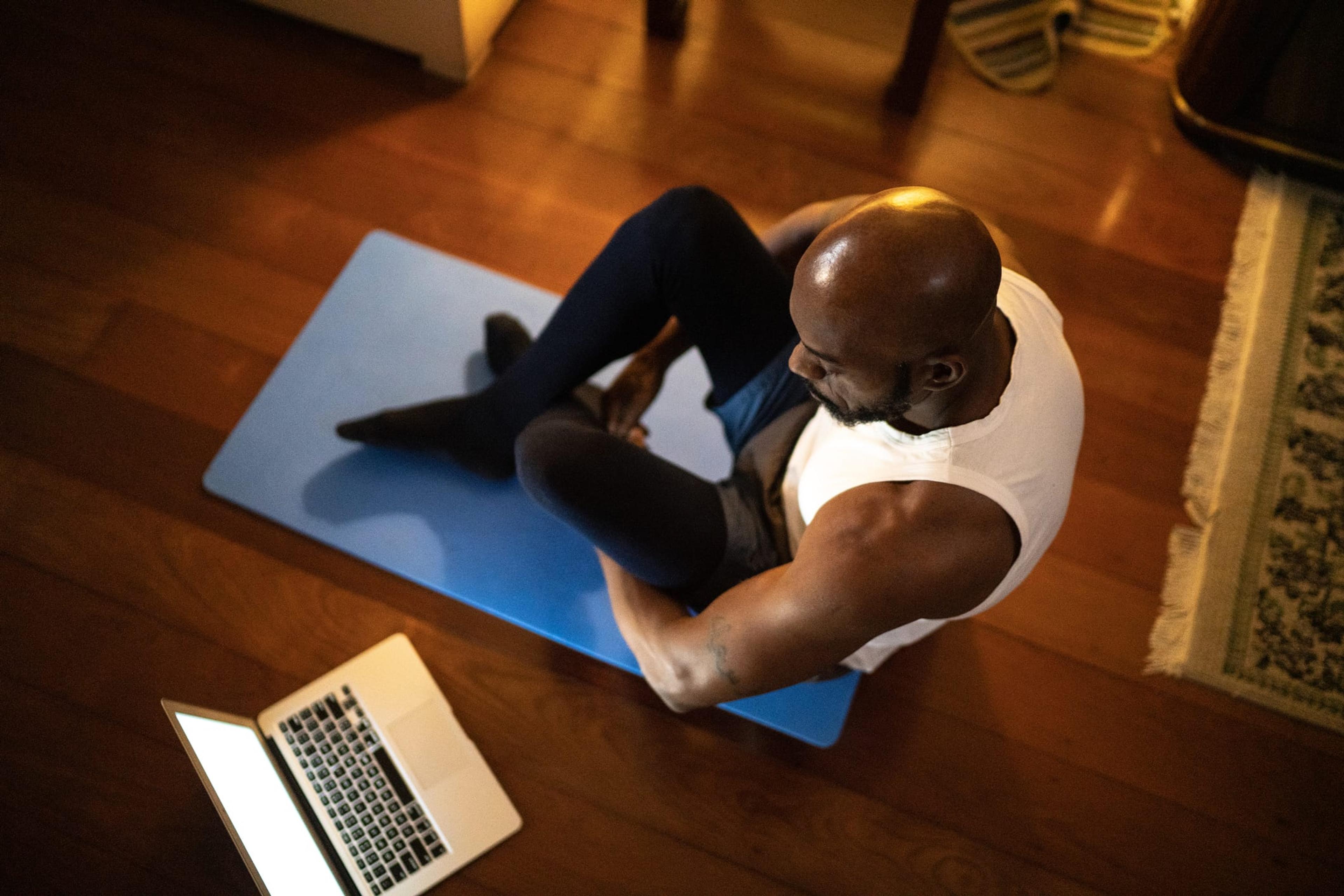 Man working out at home