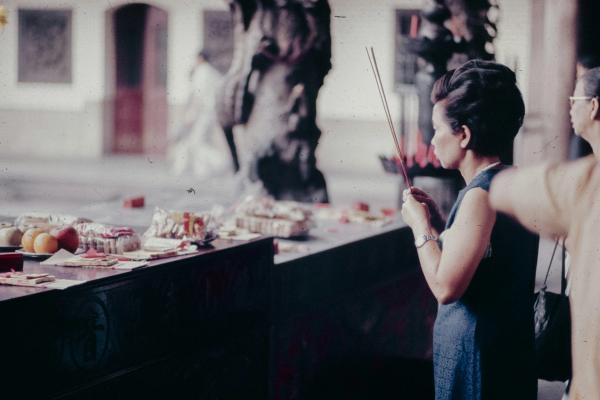 Woman in spiritual ritual