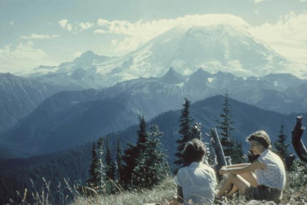 people talking on mountain