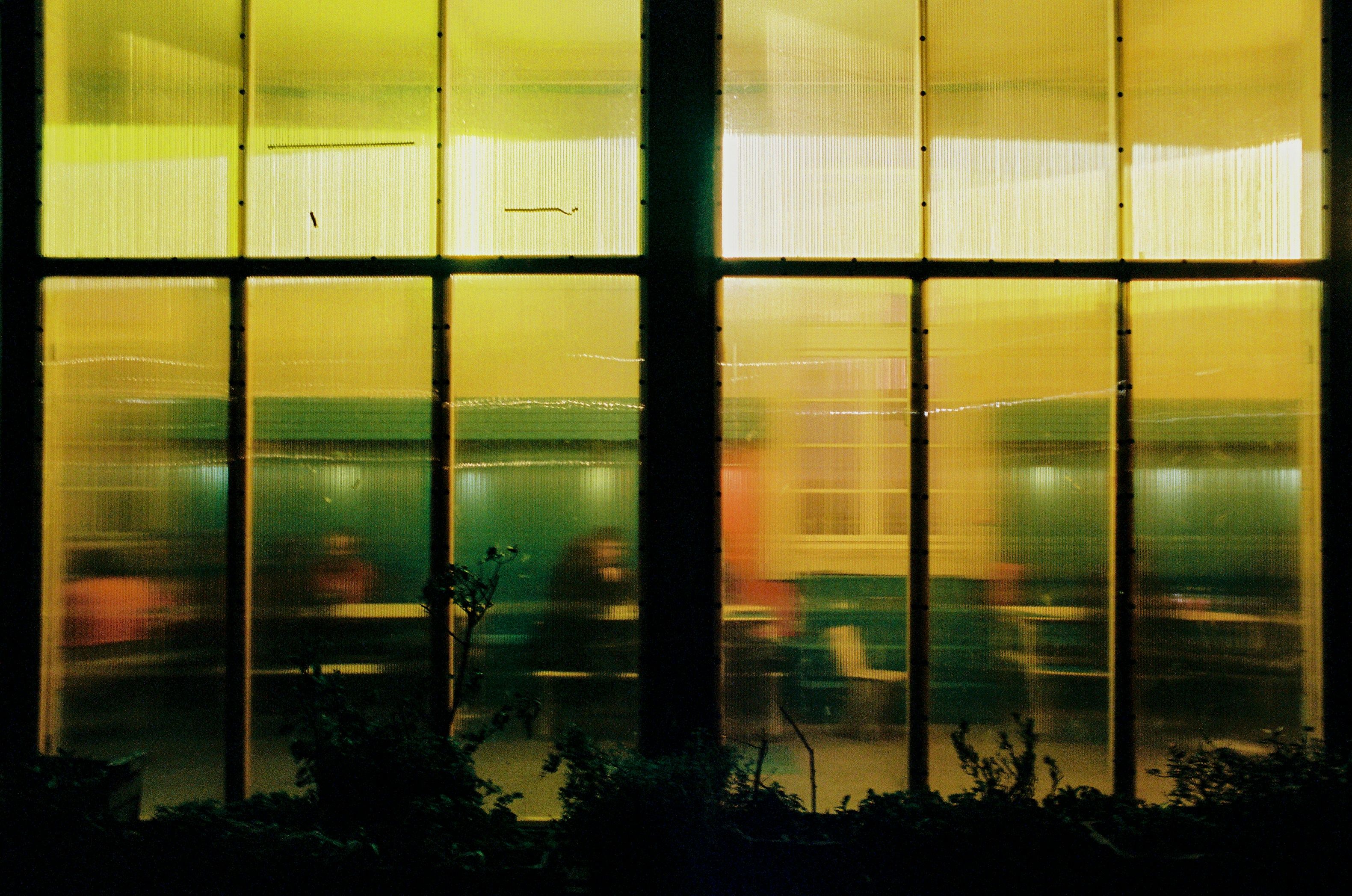 Lit room through windows