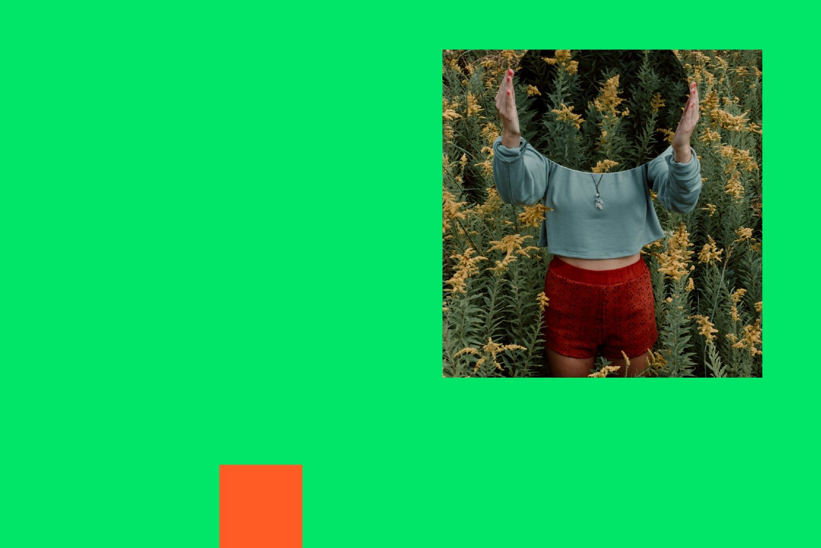 grass, woman, mirror