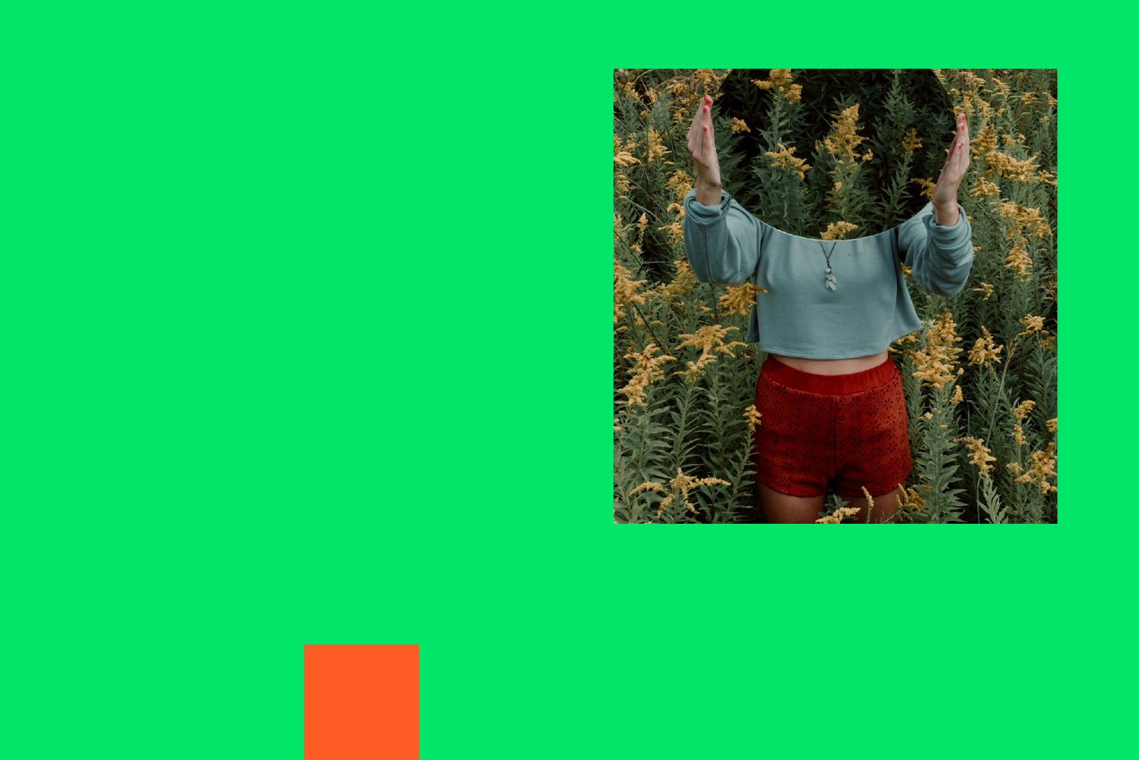 grass, woman, mirror
