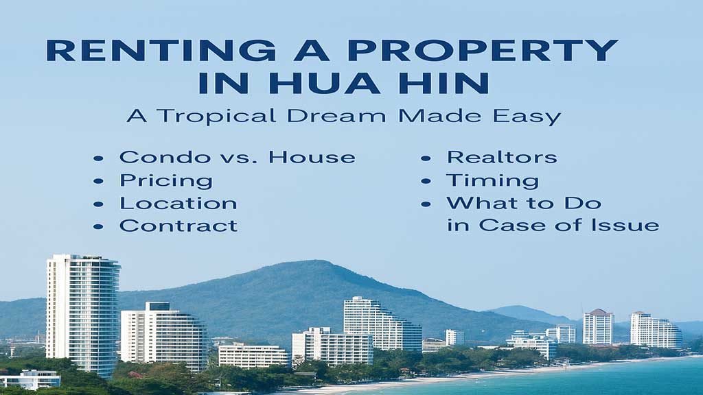 Hua Hin coastline and residential buildings used for a rental guide article